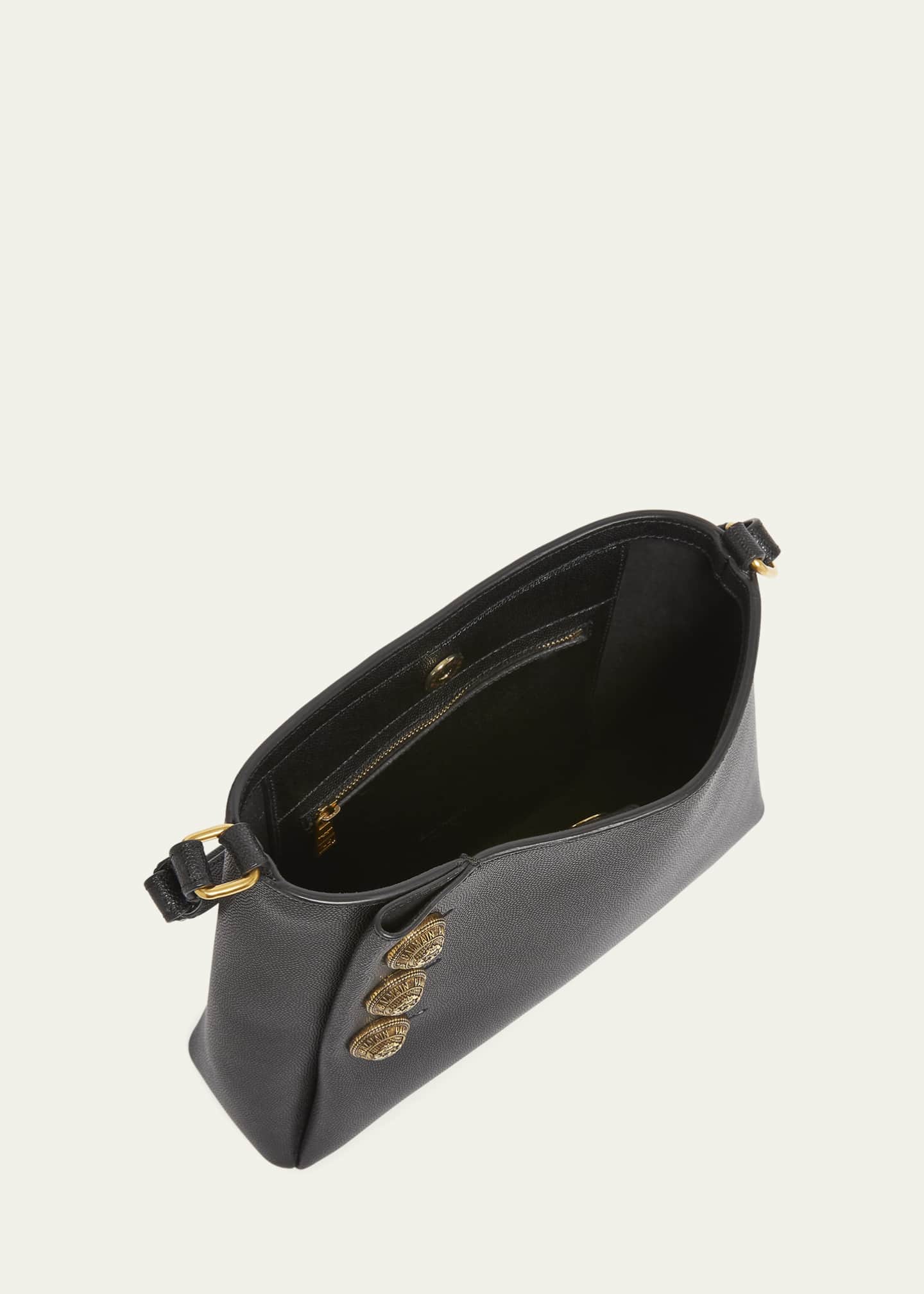 BALMAIN｜Embleme Shoulder a2172 Balmain Embleme Shoulder Bag in Grained Leather | Neiman Marcus