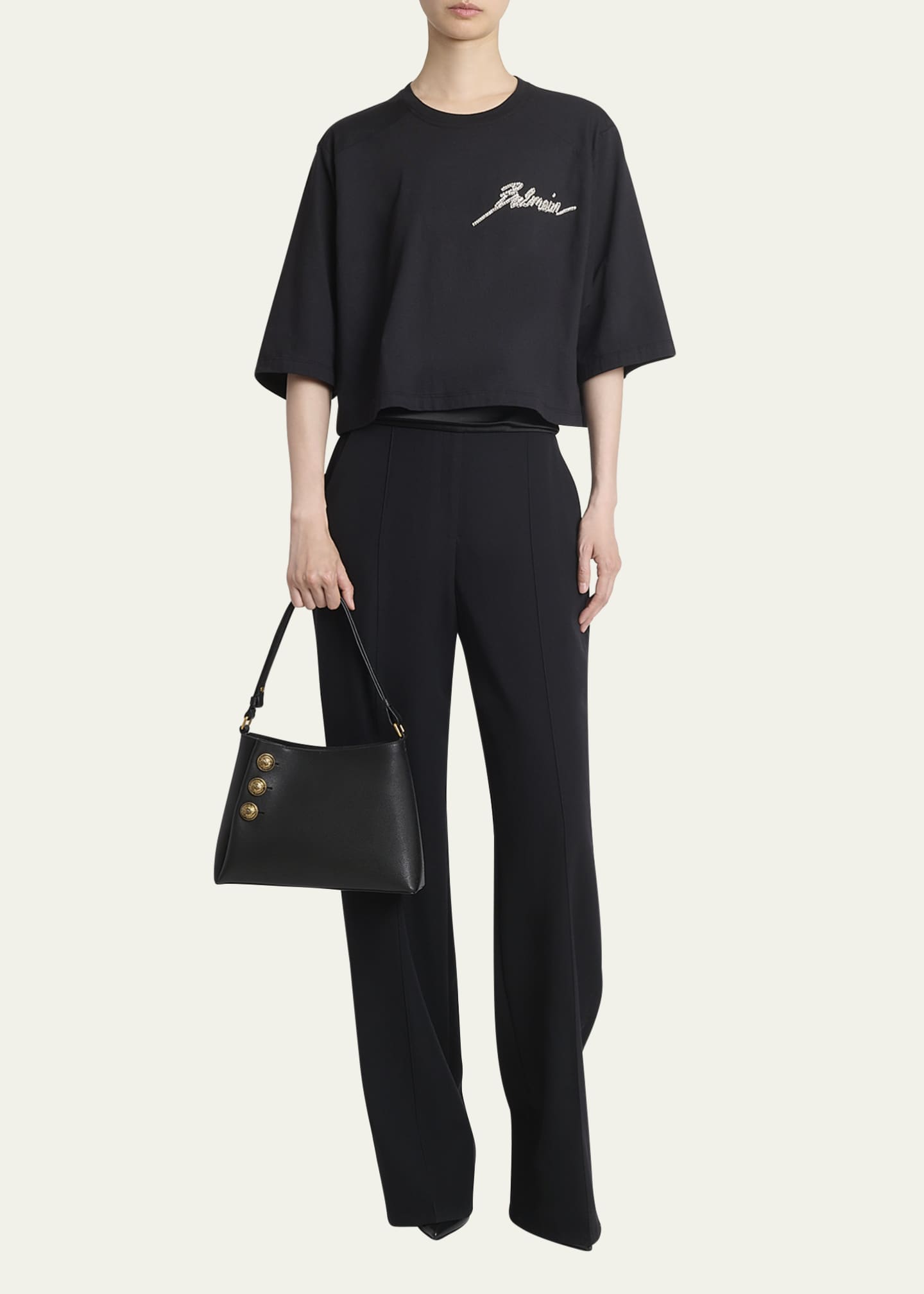 【関税＆送料込み】Balmain Embleme Shoulder Bag Balmain Embleme Shoulder Bag in Grained Leather - Bergdorf
