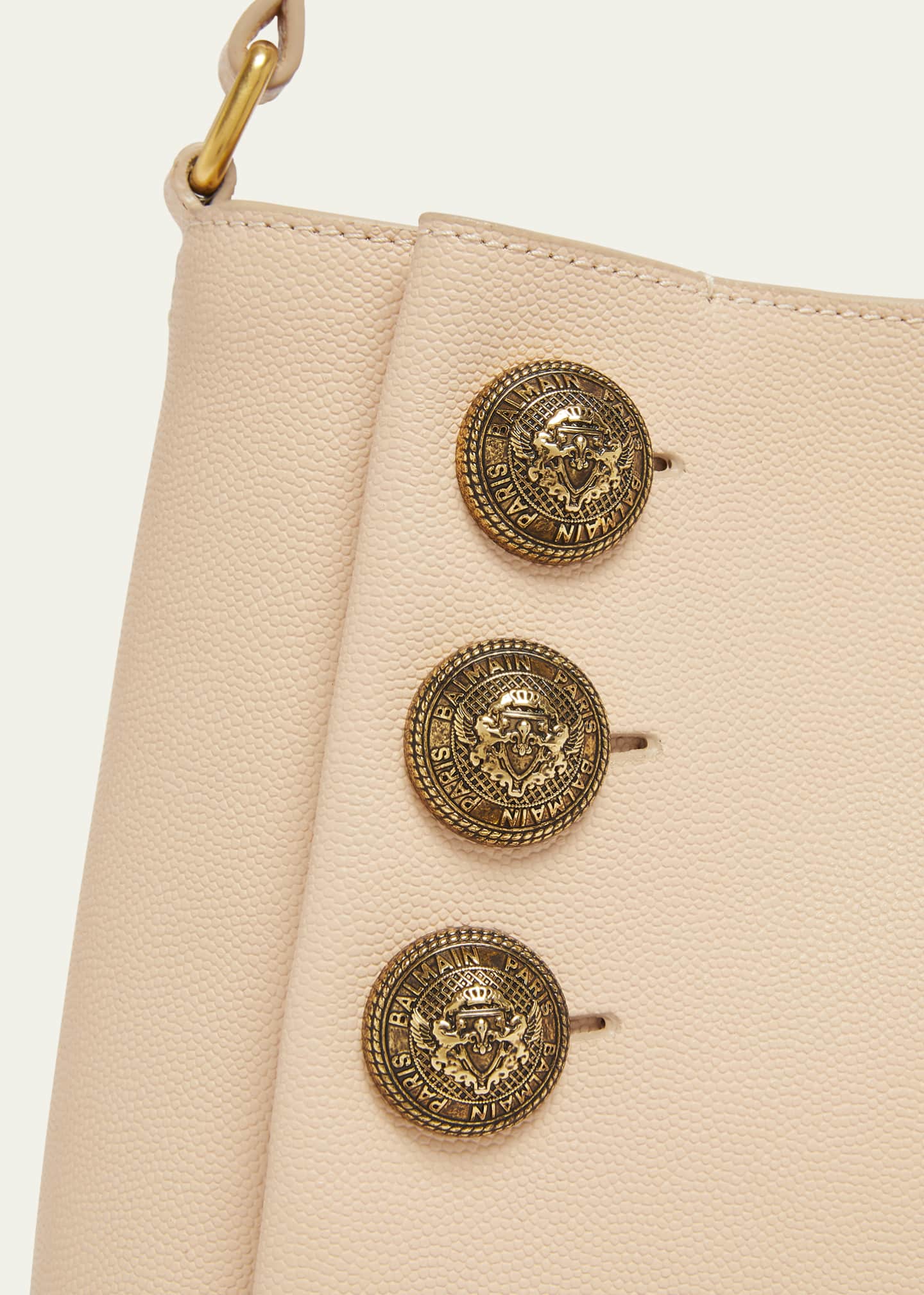 Balmain Embleme Shoulder Bag in Grained Leather Image 6 of 6