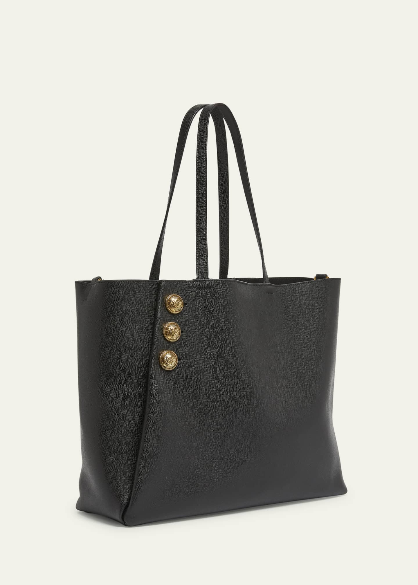 Balmain Embleme Shopper Tote Bag in Grained Leather