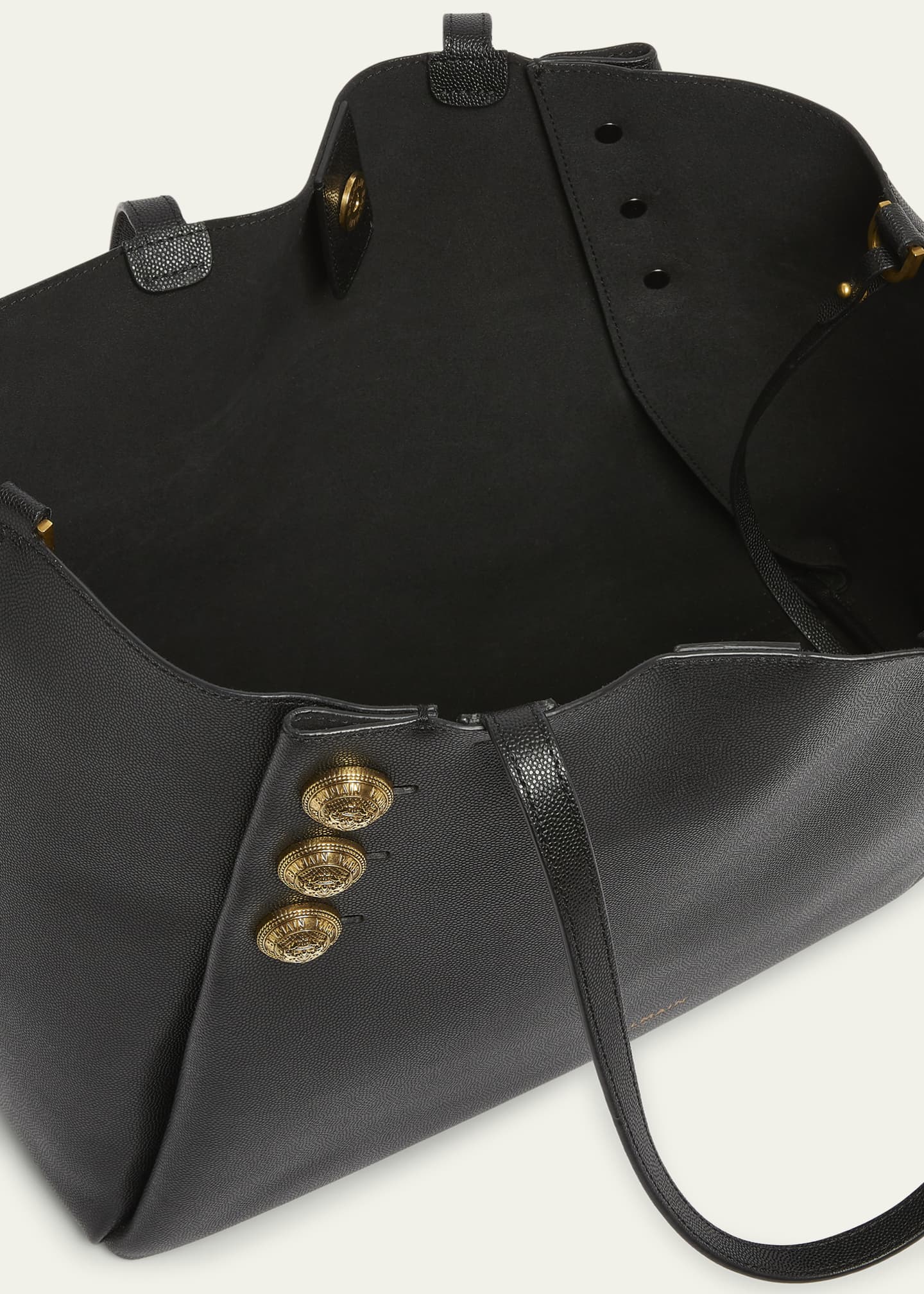 Balmain Embleme Shopper Tote Bag in Grained Leather