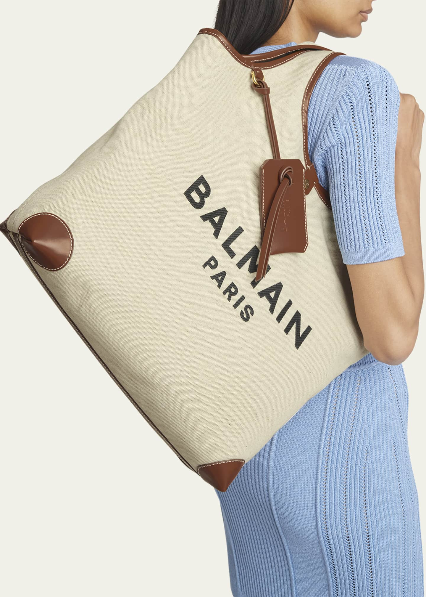 Balmain B-Army Monogram Canvas Tote Bag