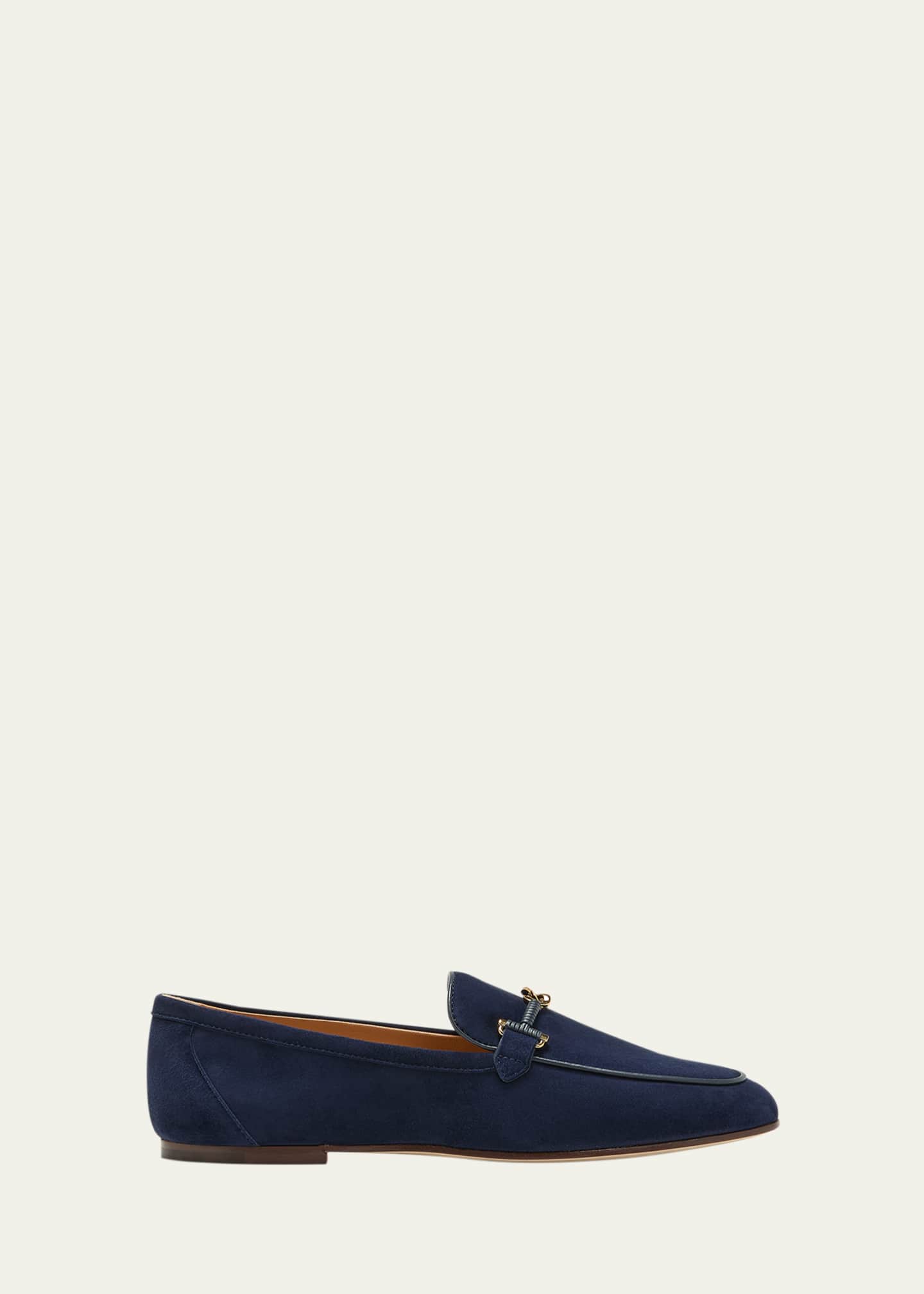 Tod's Wrapped T-Ring Suede Loafers Image 1 of 6
