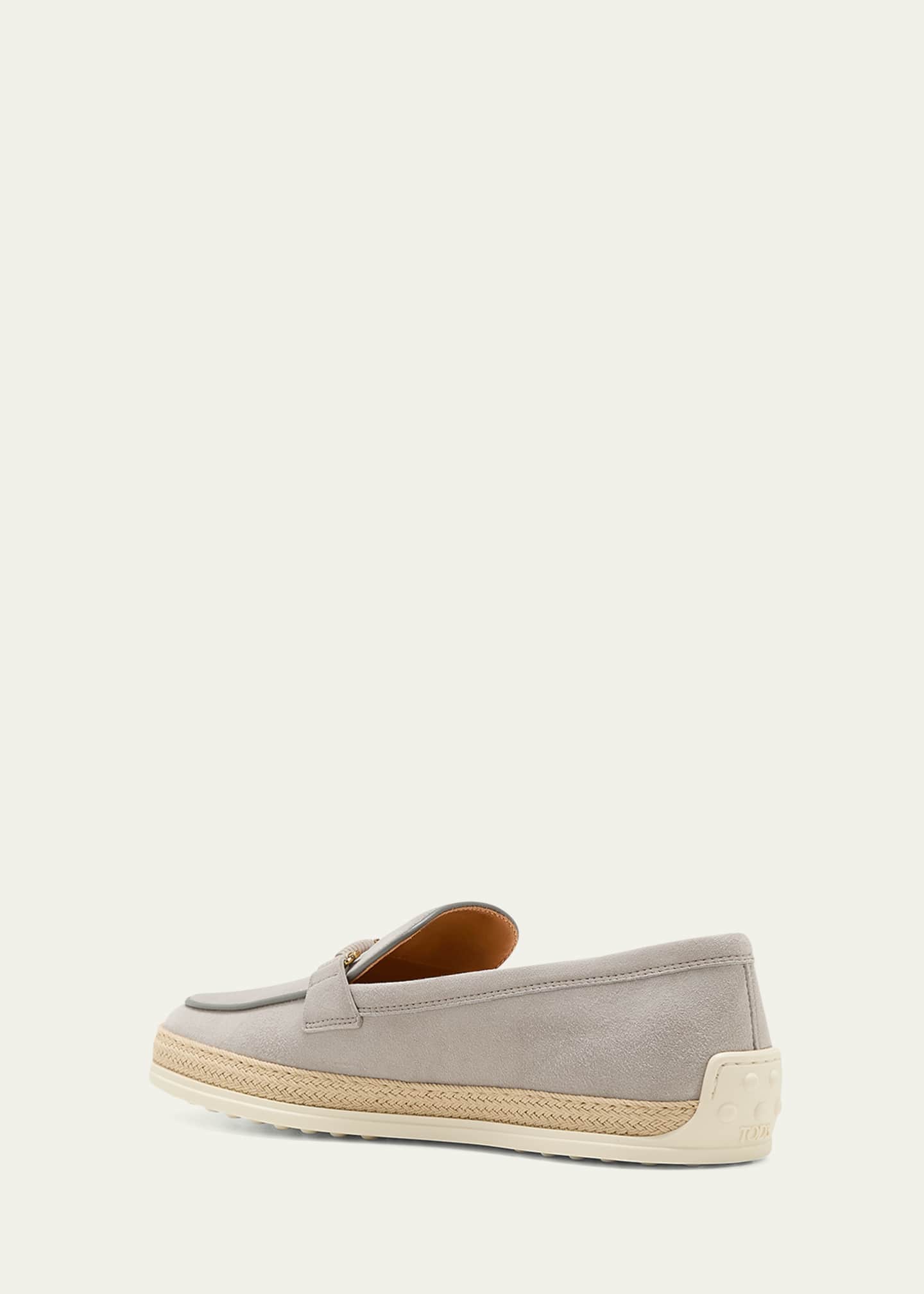 Tod's Gomma Suede T-Ring Espadrille Driver Loafers Image 4 of 6