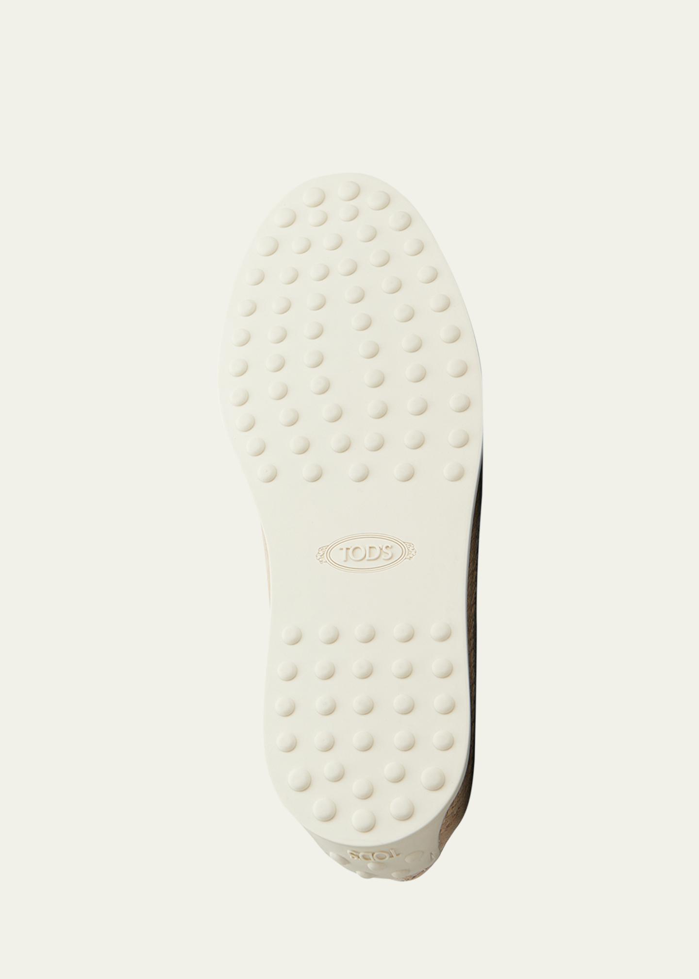 Tod\'s White Leather Slip-On Espadrille-Style Loafers Tod main image 2