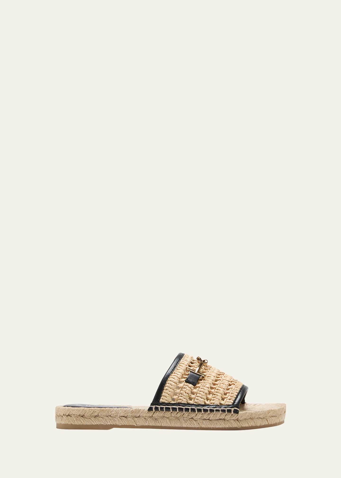 Tod's Raffia T-Ring Slide Espadrilles - Bergdorf Goodman