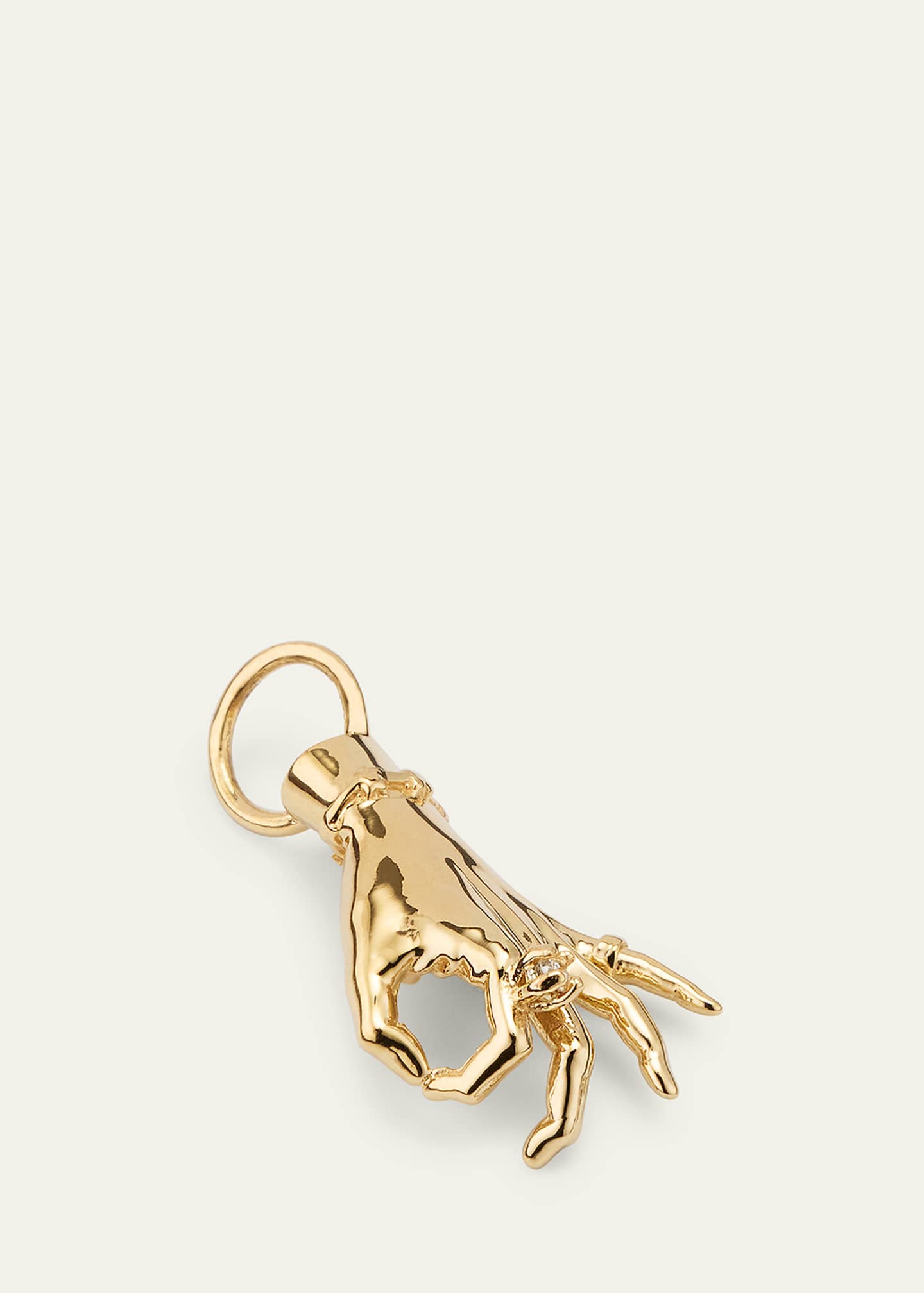 Maura Green Jewelry 14K Yellow Gold Gyan Mudra LadyFinger Pendant With Diamond Image 3 of 4
