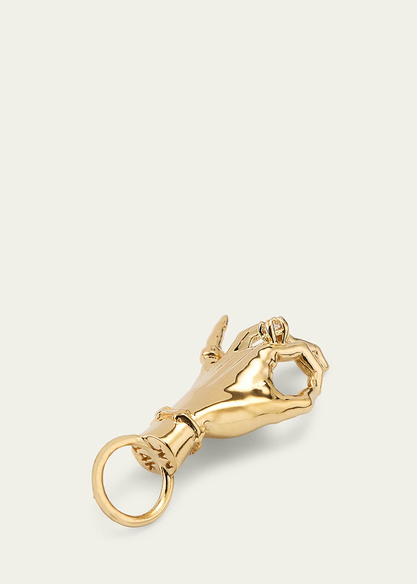 Maura Green Jewelry 14K Yellow Gold Gyan Mudra LadyFinger Pendant With Diamond Image 4 of 4