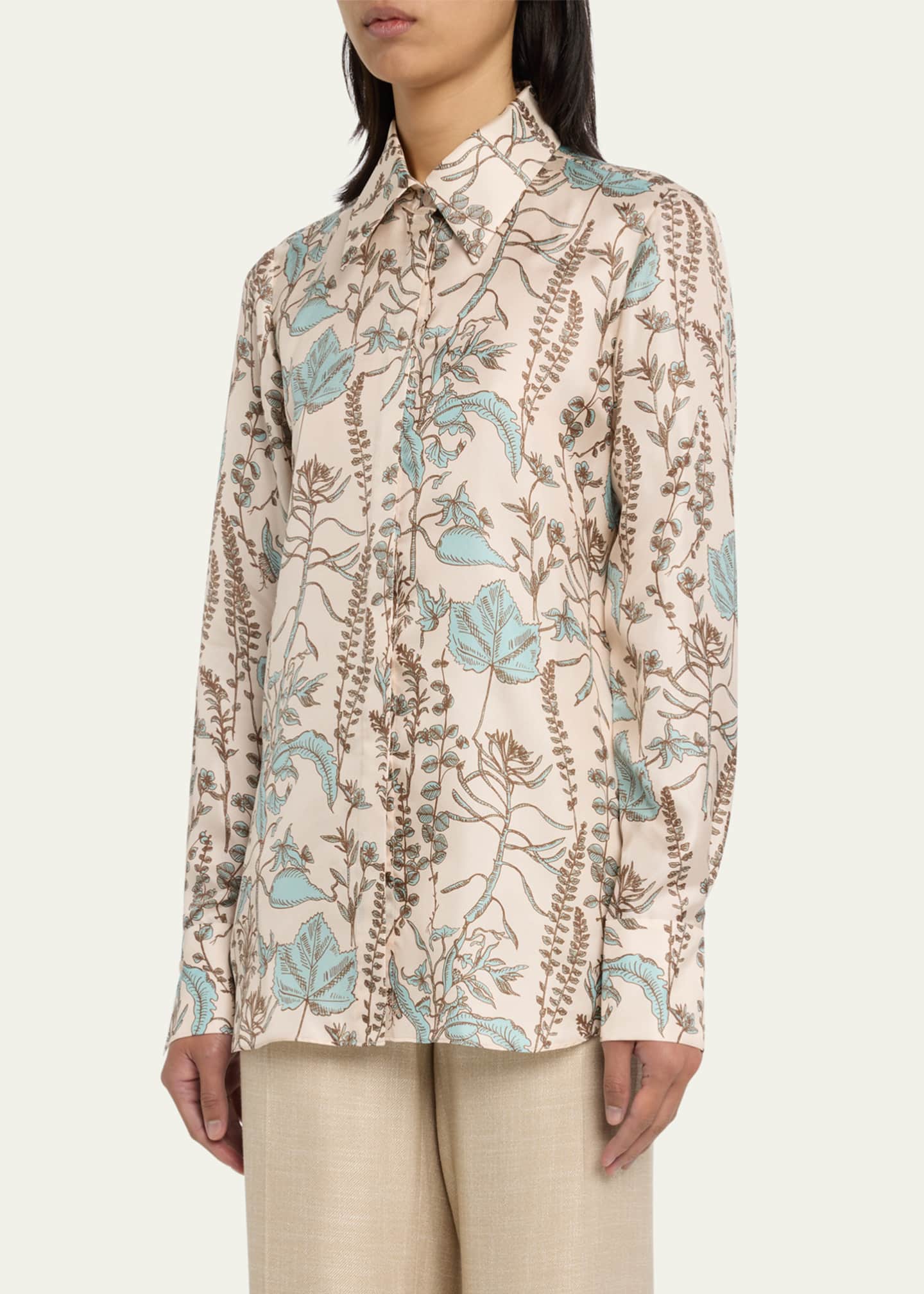 Lafayette 148 Silk Charmeuse Button Front Slim Blouse main image 1