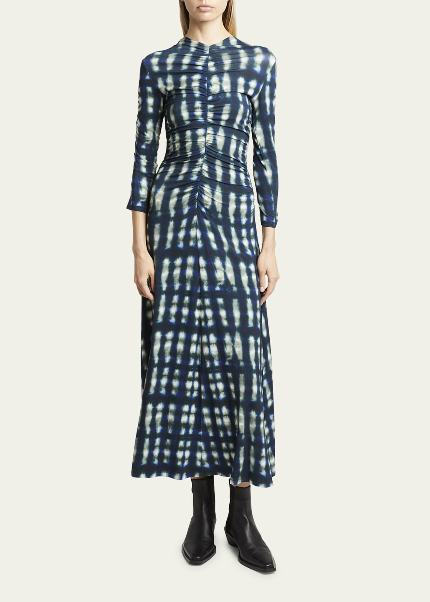 Proenza Schouler White Label Natalee Tie-Dye Ruched A-Line Midi Dress ...