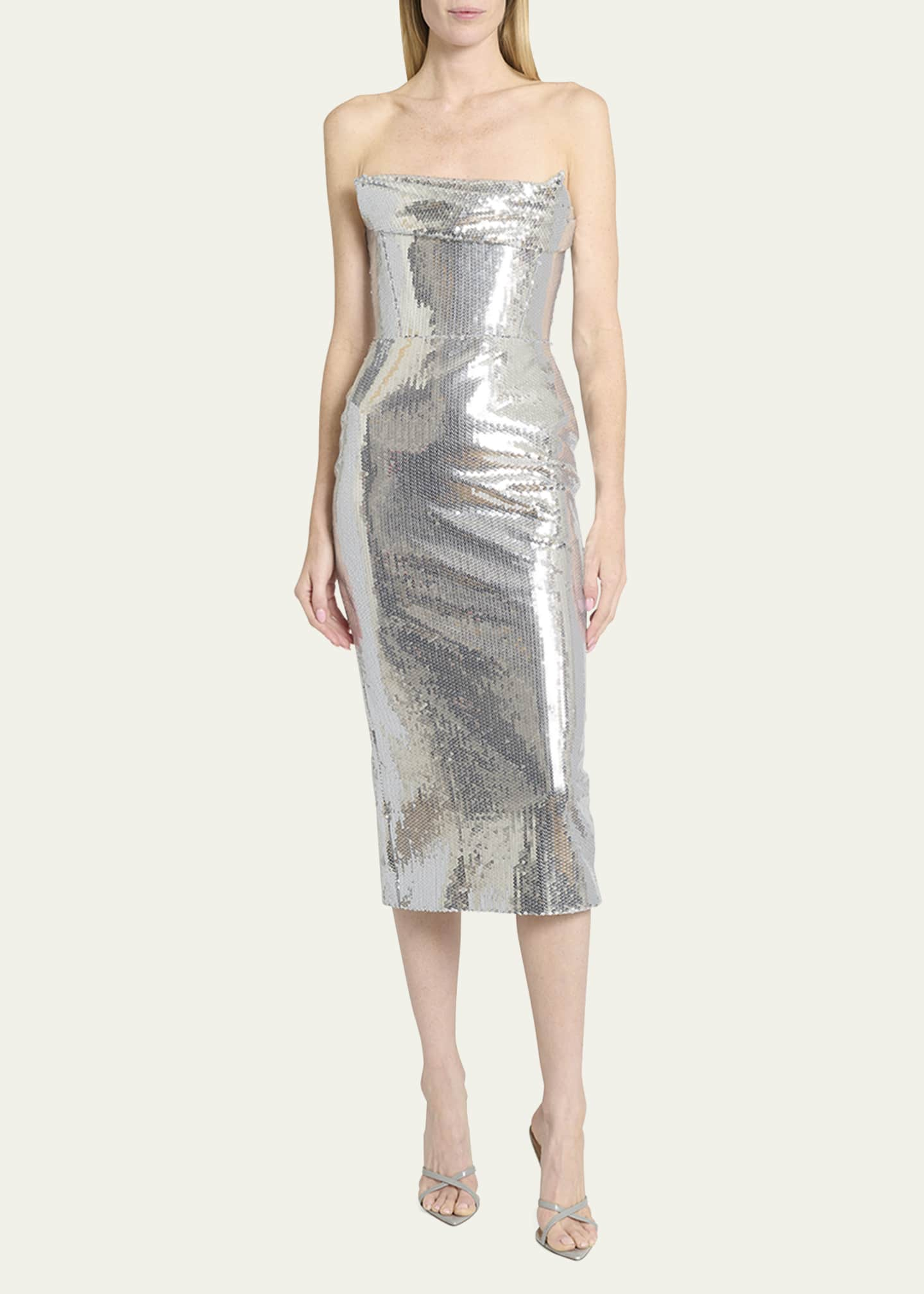 Alex Perry Sequin Curved Strapless Sheath Dress - Bergdorf Goodman