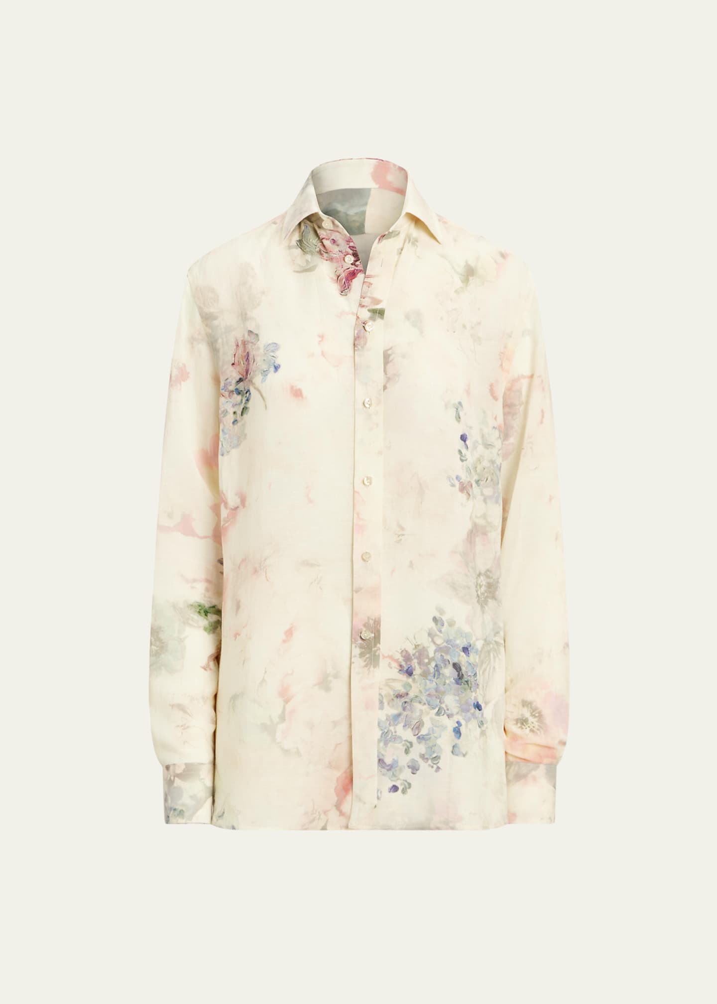 Lauren Ralph Lauren Women's Plus-Size Floral Cotton Voile Shirt