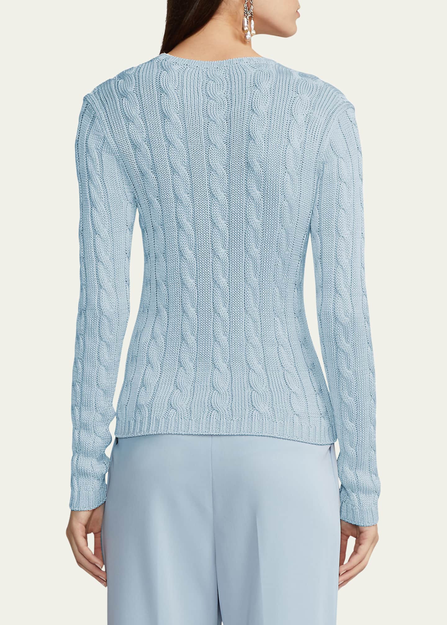 Ralph Lauren Collection High Shine Silk Cable-Knit Sweater - Bergdorf  Goodman
