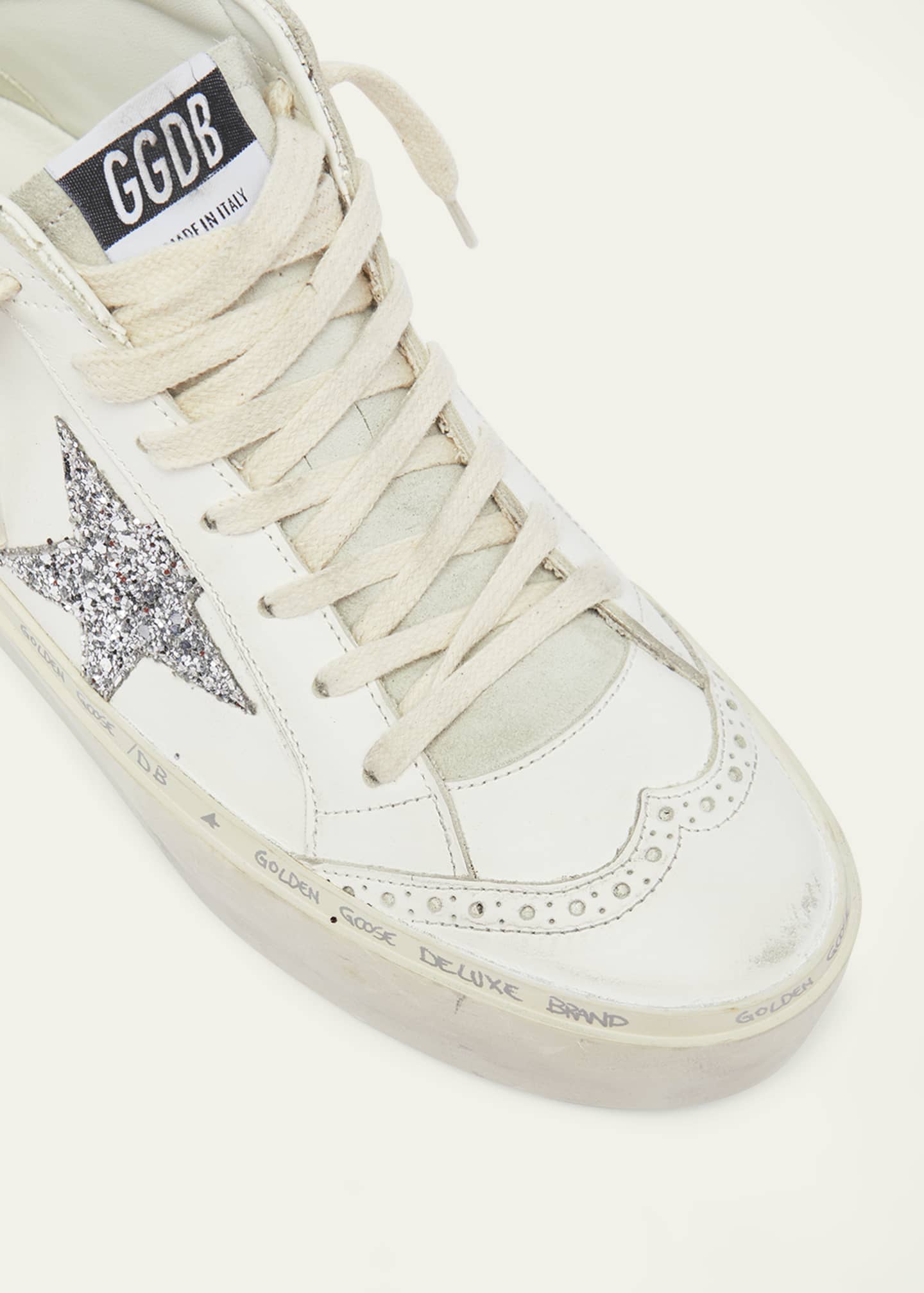 Golden Goose Mid Star Glitter Wing-Tip Sneakers - Bergdorf Goodman