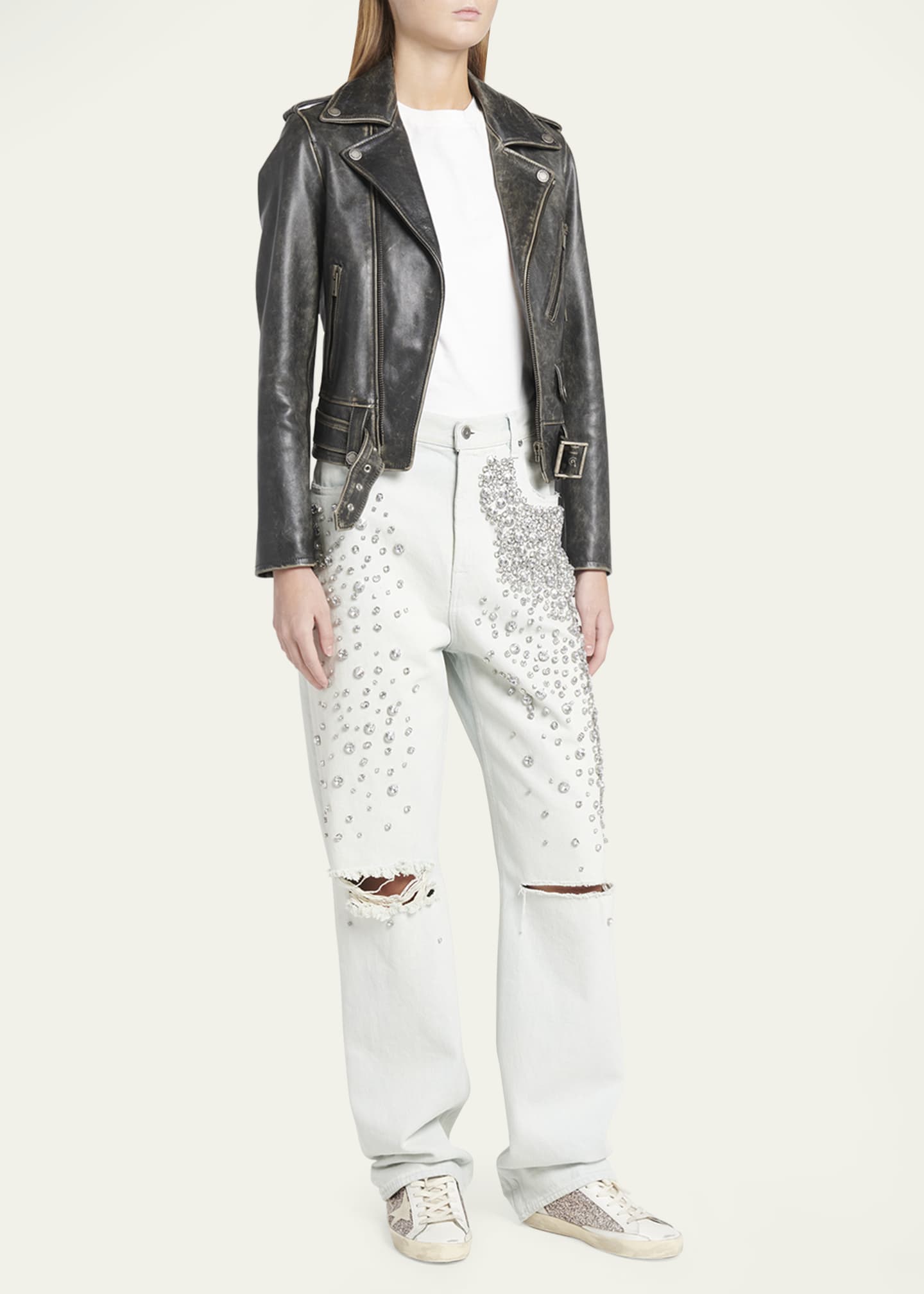 Golden Goose Superstar Leather Glitter Low-Top Sneakers Image 3 of 5