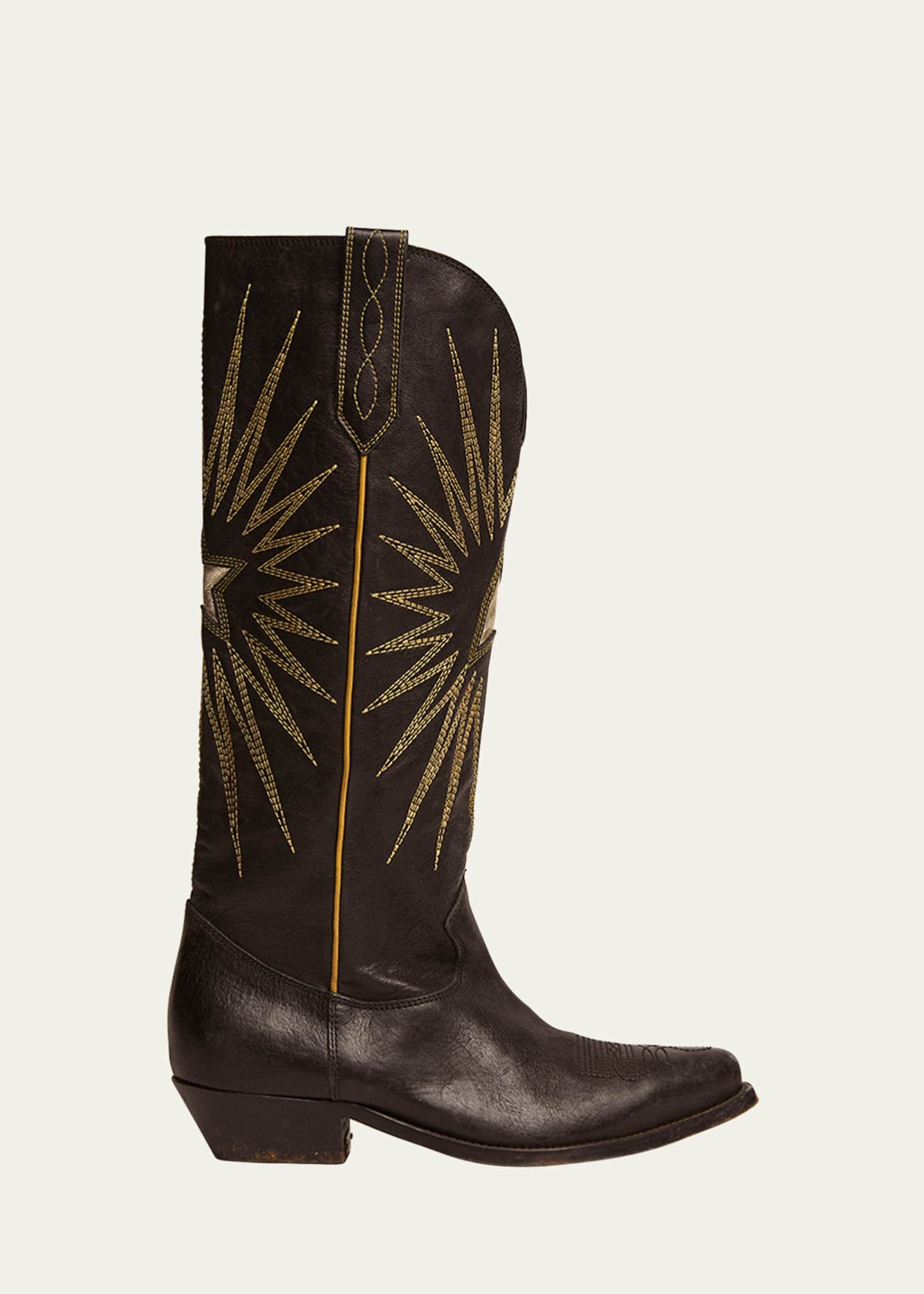 Golden Goose Wish Star Embroidered Leather Western Boots Image 1 of 5