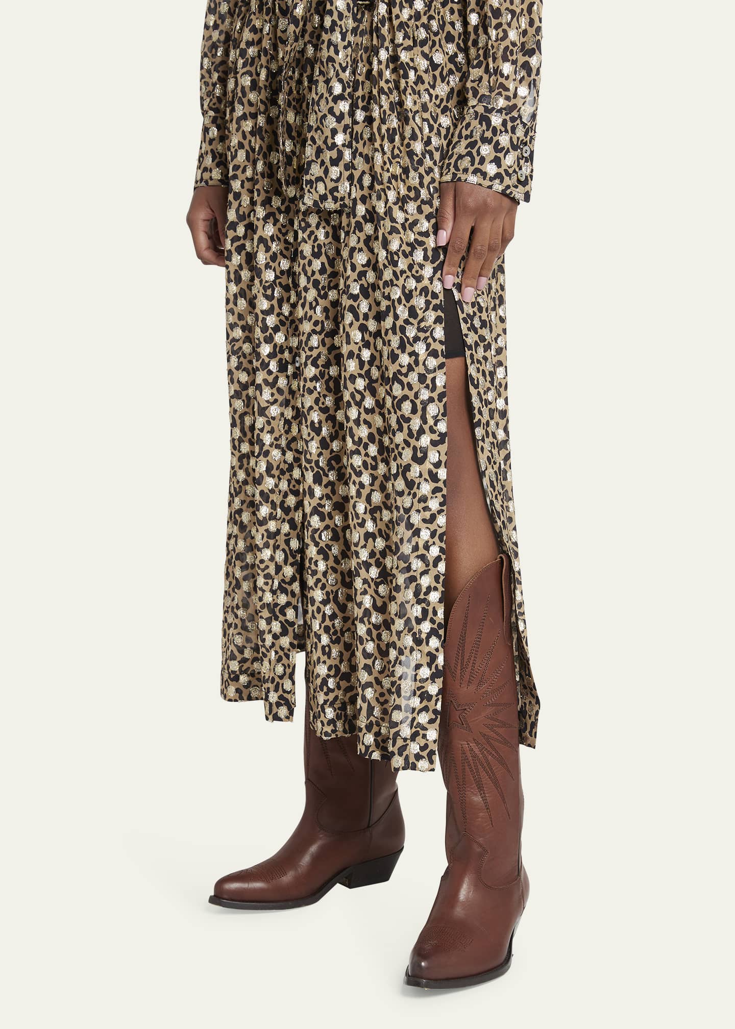 Golden Goose Wish Star Embroidered Leather Western Boots Image 2 of 5
