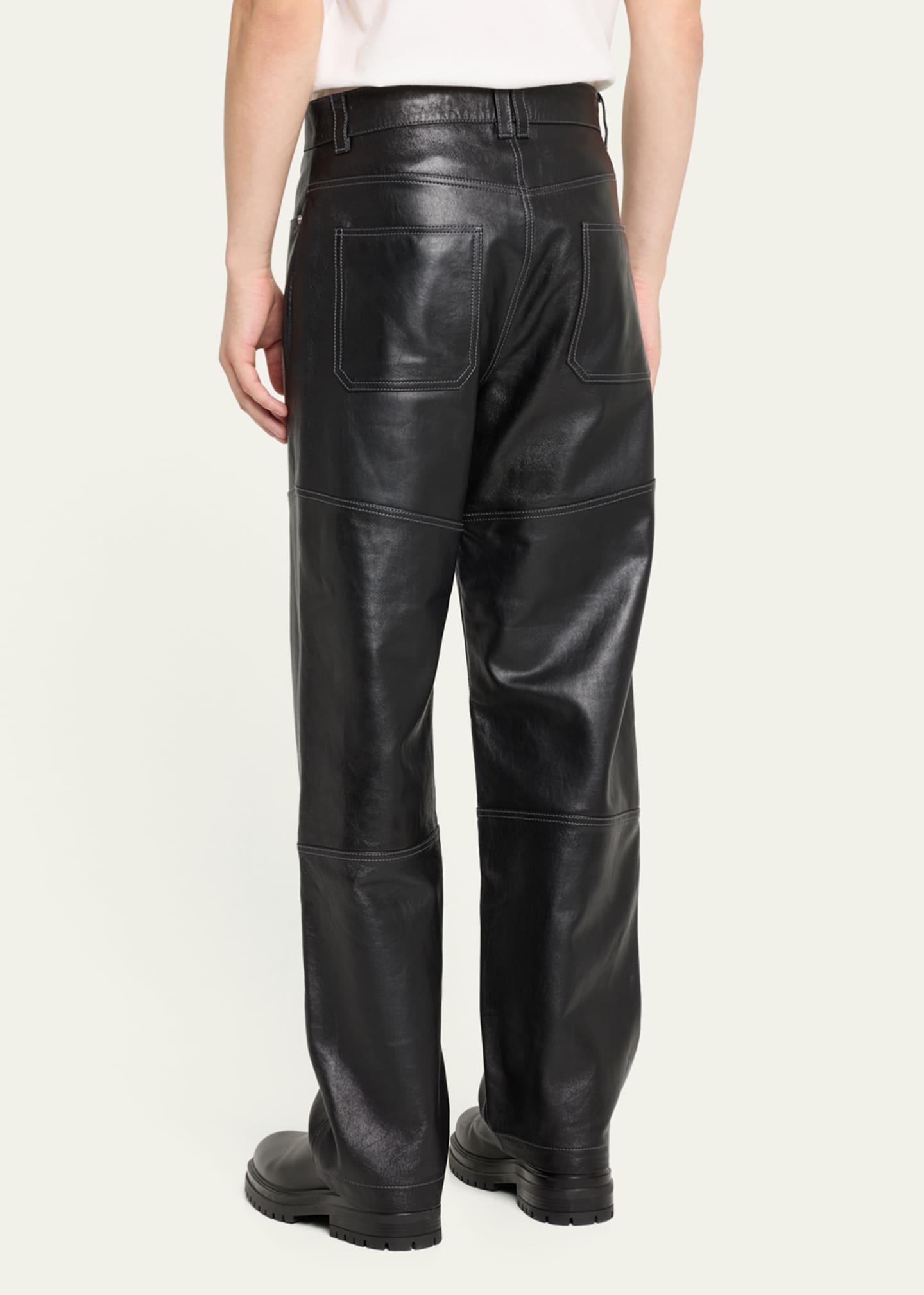 FRAME Men's Paneled Loose-Fit Leather Trousers - Bergdorf Goodman