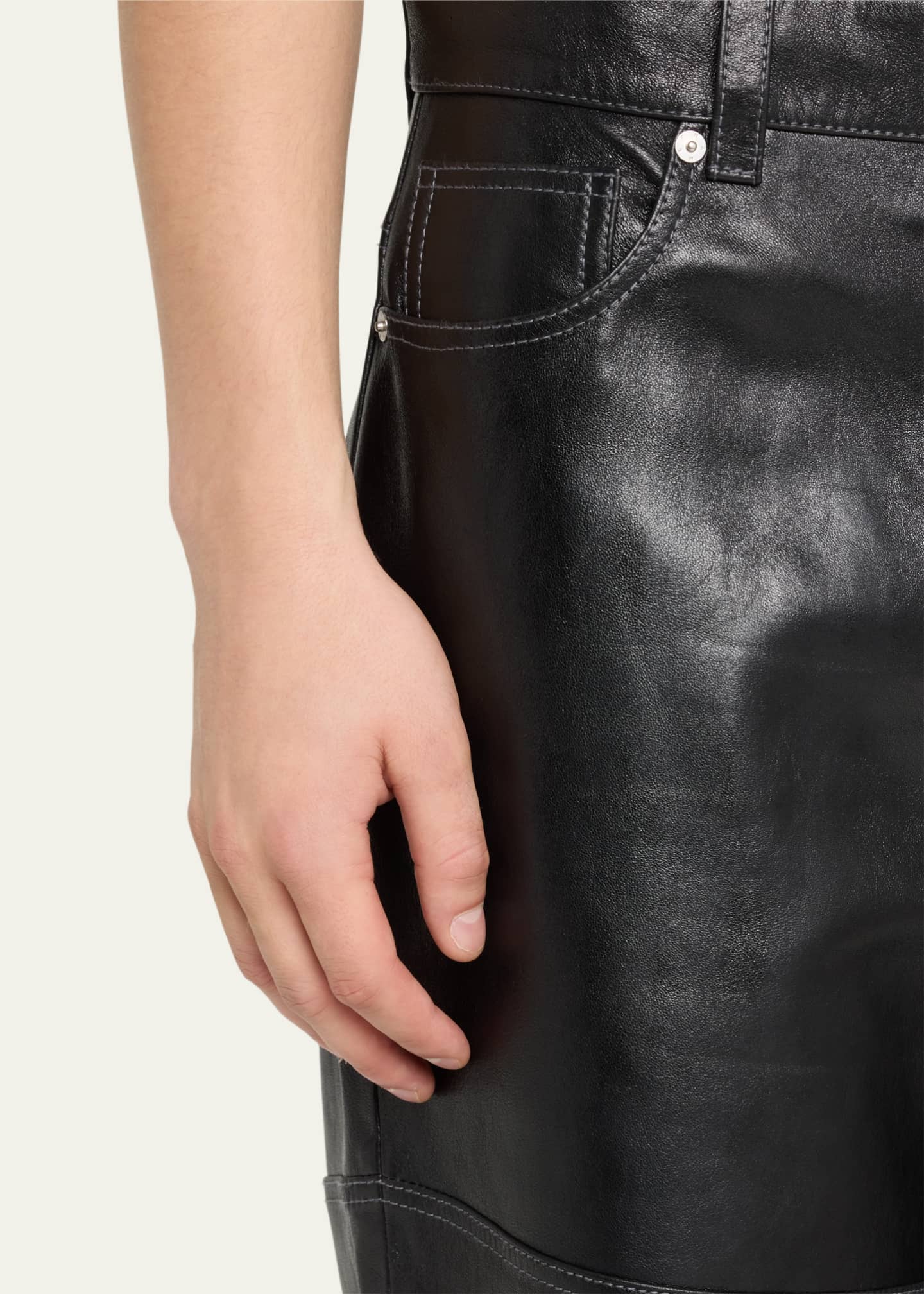 パンツ BARKBOX Slim Paddeed Leather Troursers Destroy The Box ﻿Leather Pants | H.Lorenzo