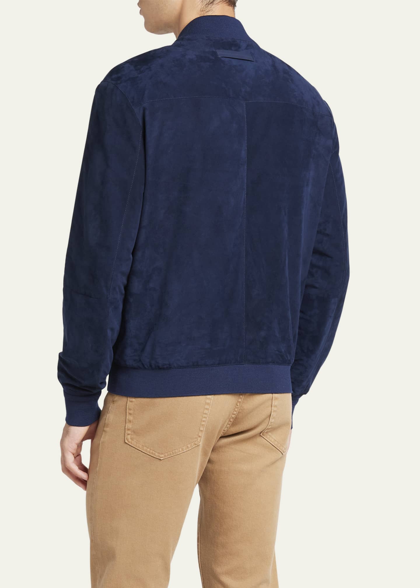 Blue suede sales bomber jacket mens