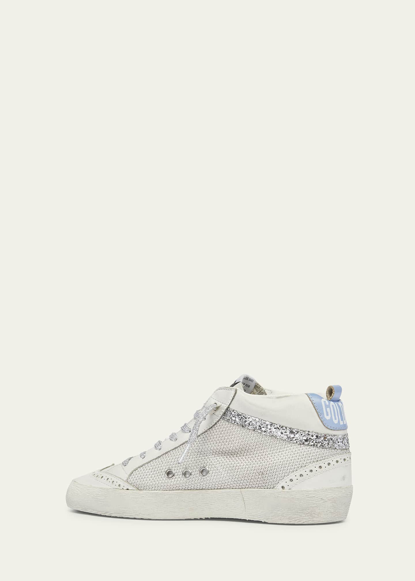 Golden Goose Mid Star Net Glitter Wing-Tip Sneakers Image 4 of 5