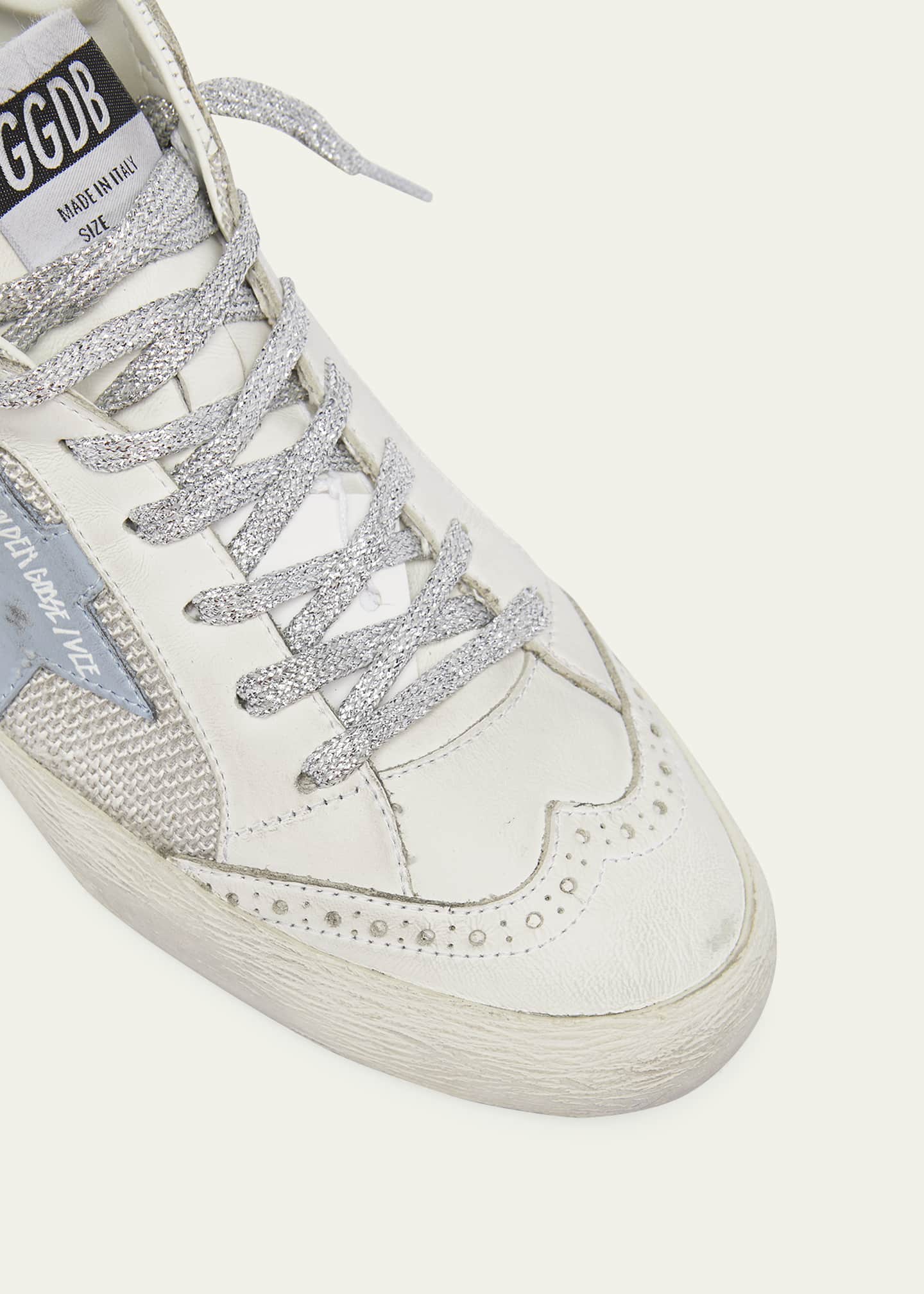 Golden Goose Mid Star Net Glitter Wing-Tip Sneakers Image 5 of 5