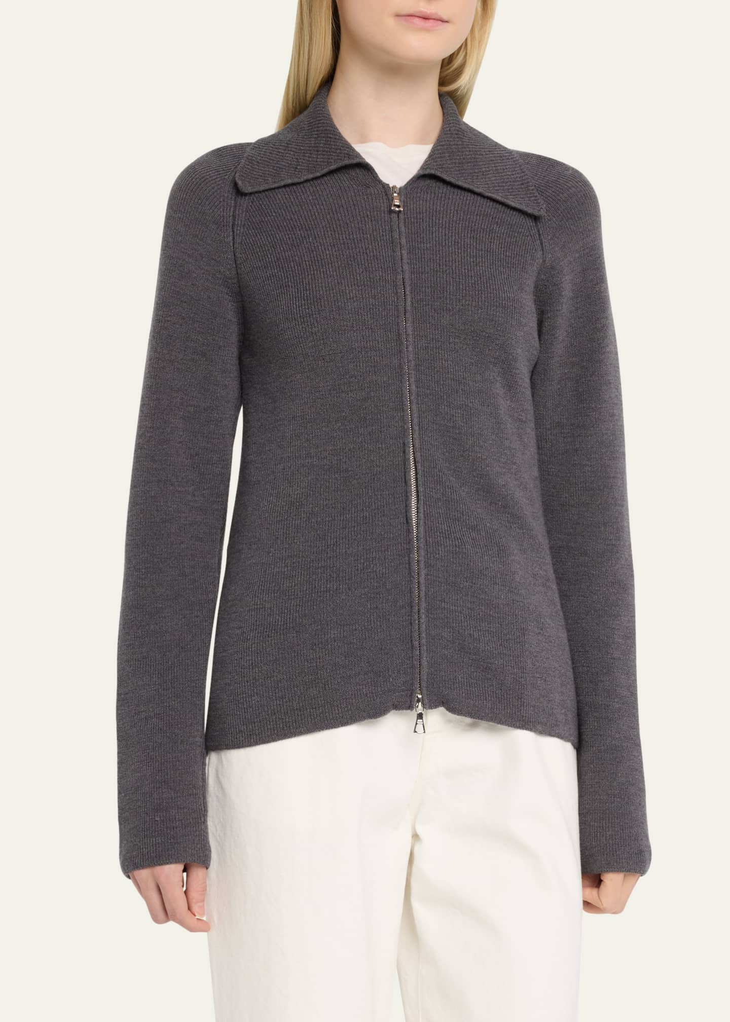Officine Generale Henriette Ribbed Zip-Front Sweater - Bergdorf Goodman