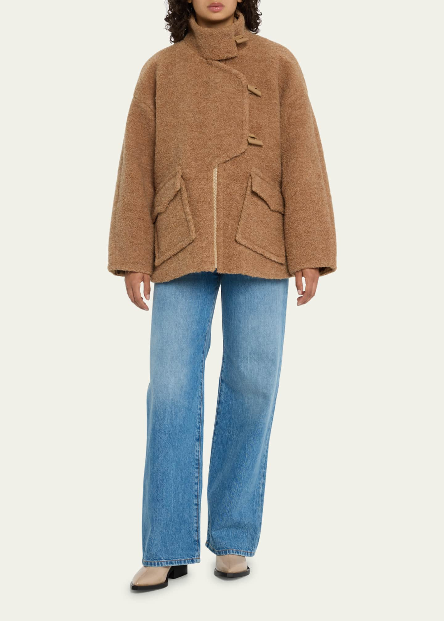 Ganni Boucle Wool Drop Shoulder Jacket Bergdorf Goodman 