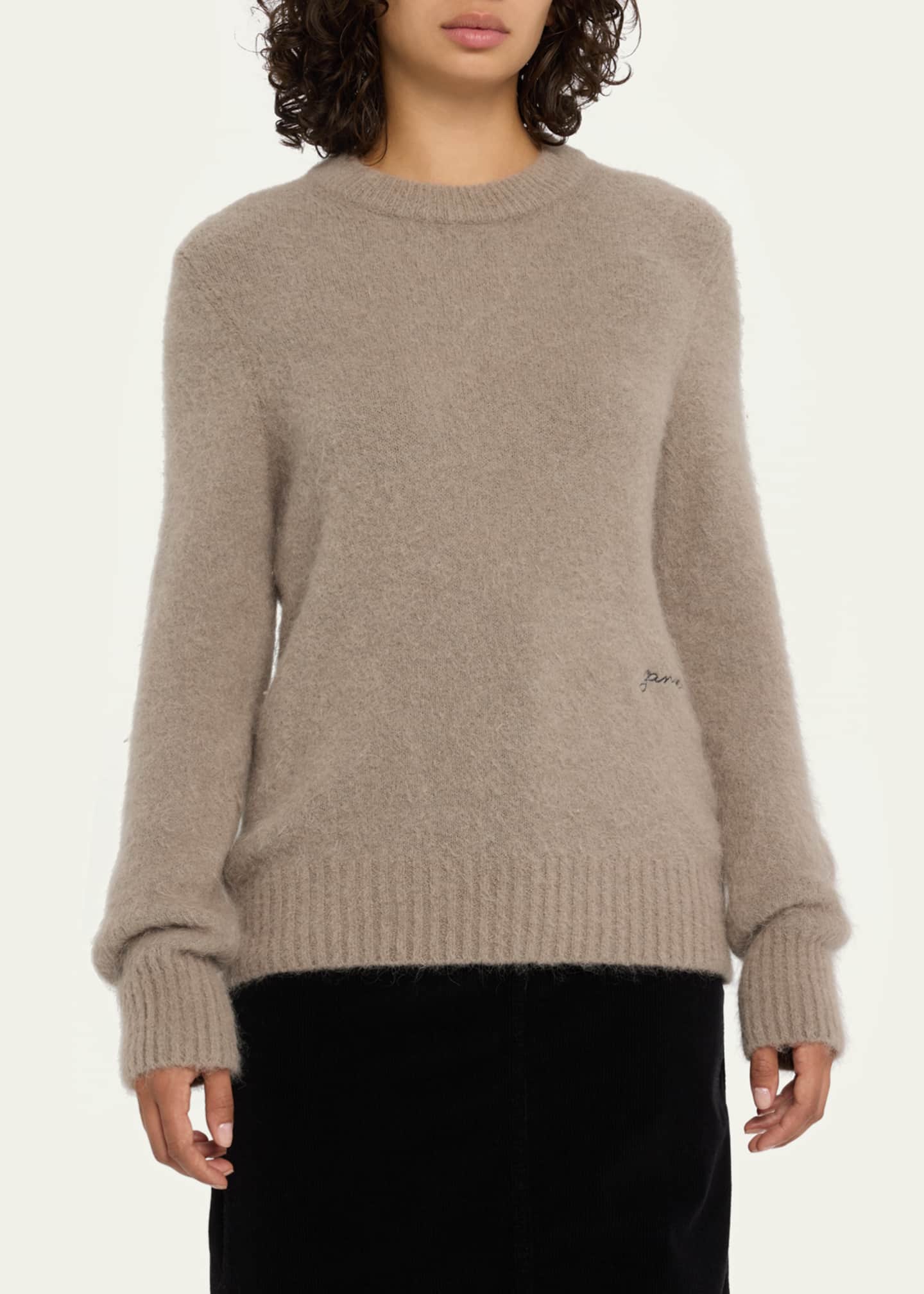 Ganni Crewneck Brushed Alpaca Sweater Bergdorf Goodman