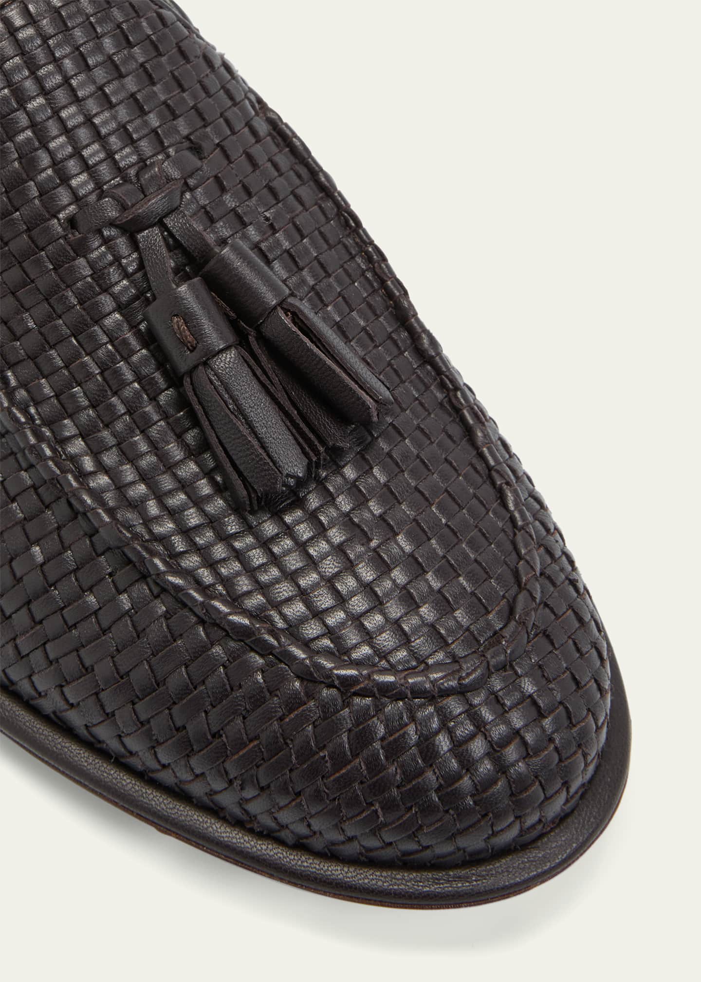 Giorgio Armani Men's Woven Leather Tassel Loafers Image 3 of 3