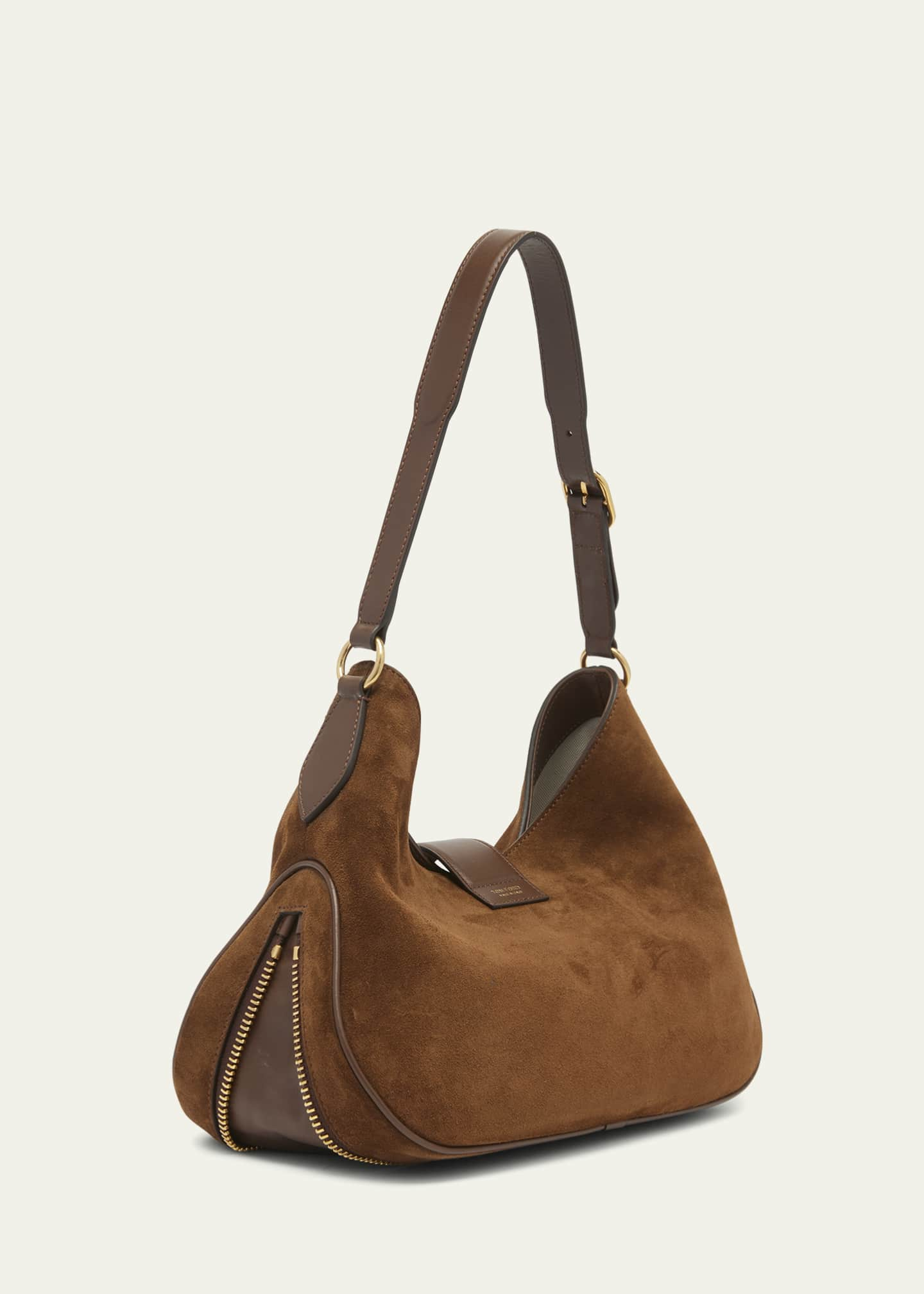 TOM FORD Monarch Medium Zip Suede Hobo Bag - Bergdorf Goodman