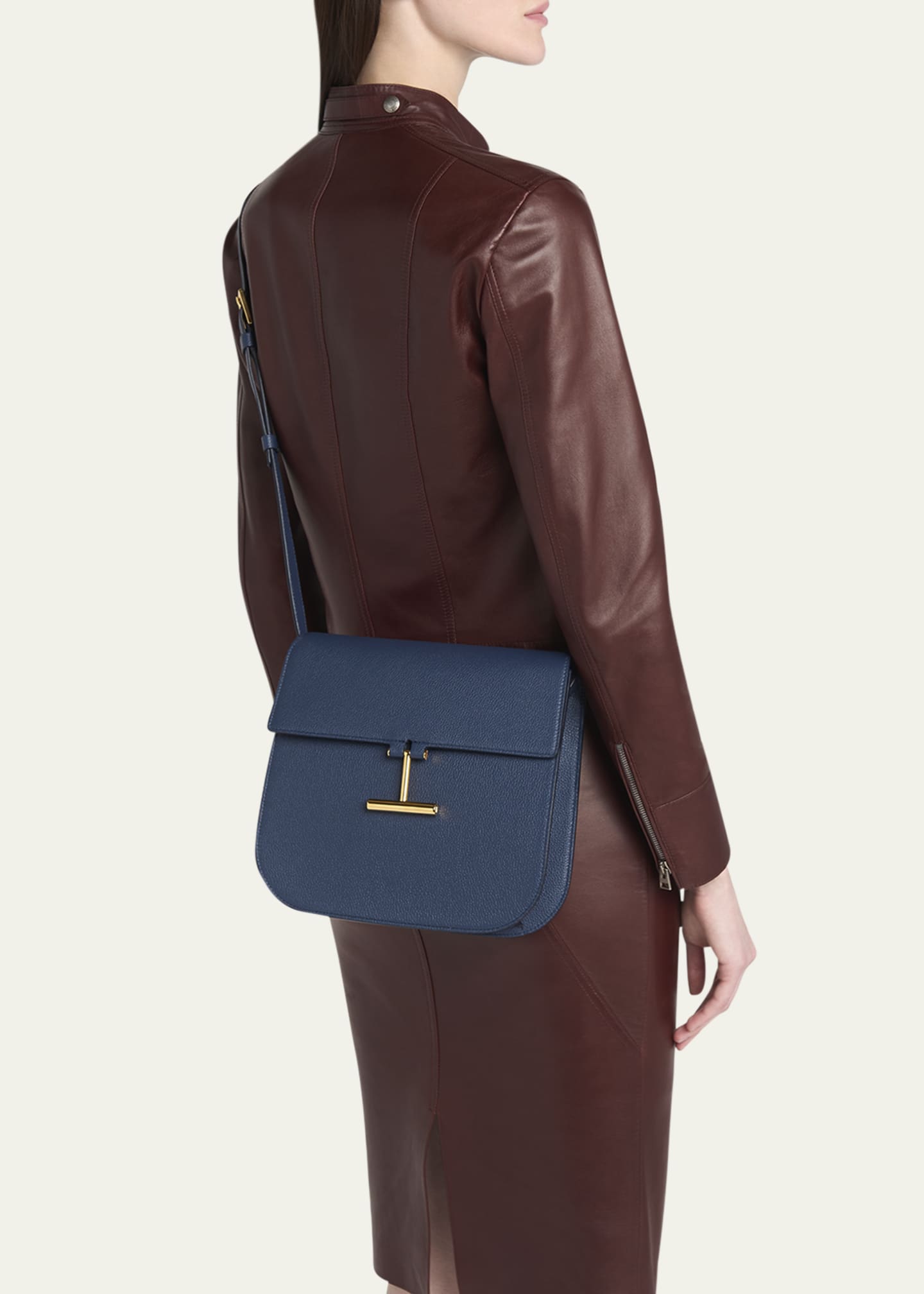 TOM FORD Tara Medium Crossbody in Grained Leather with Leather Strap Image 2 of 6