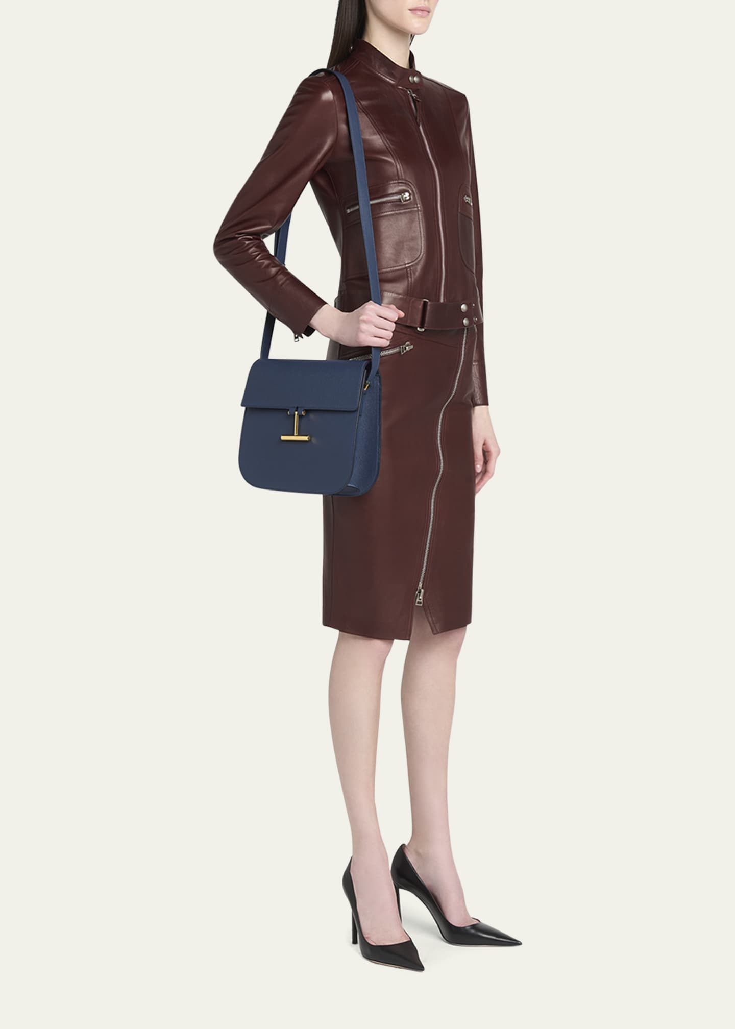 TOM FORD Tara Medium Crossbody in Grained Leather with Leather Strap Image 5 of 6