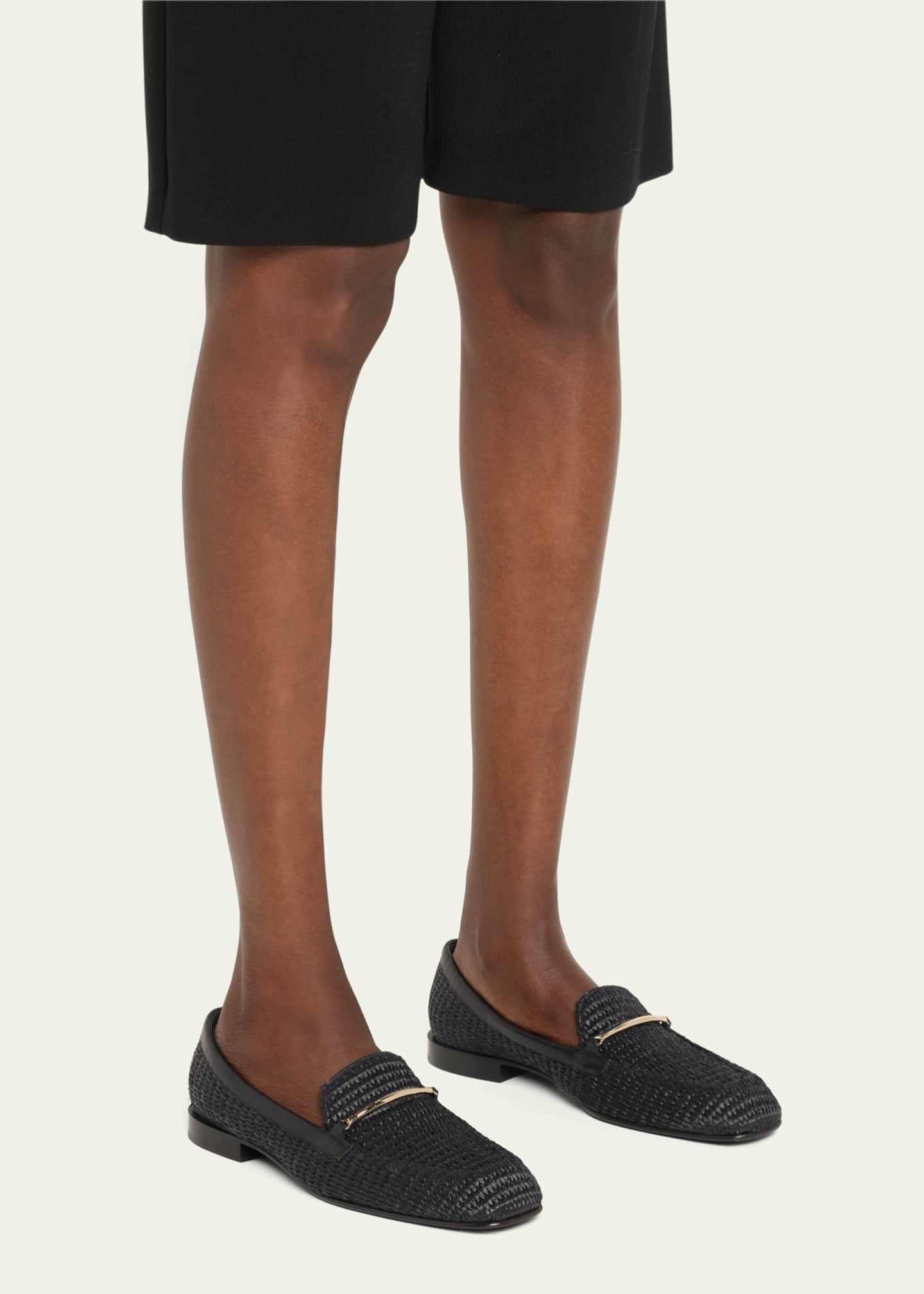 Victoria Beckham Raffia Metal-Strap Easy Loafers Image 2 of 5