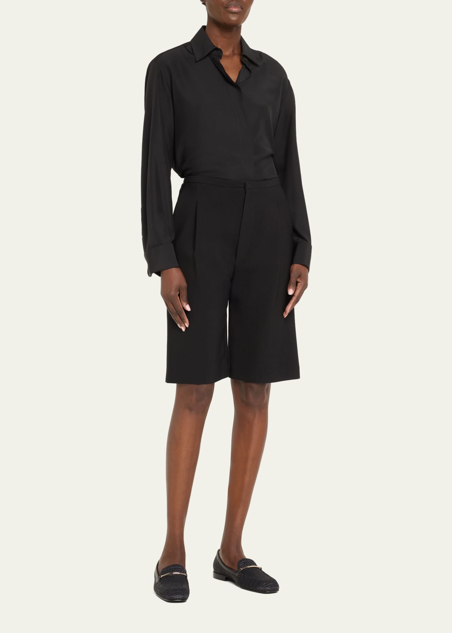 Victoria Beckham Raffia Metal-Strap Easy Loafers Image 3 of 5