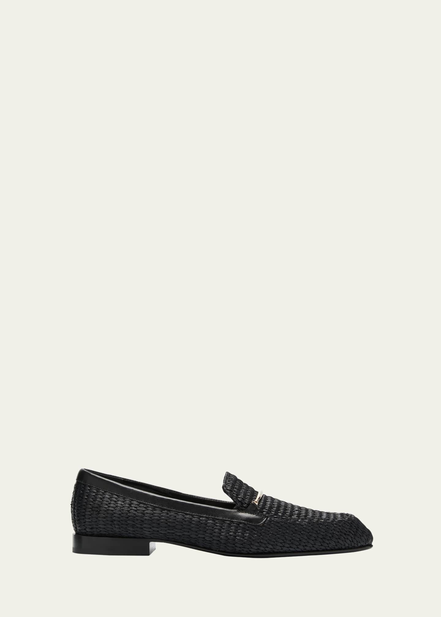 Victoria Beckham Raffia Metal-Strap Easy Loafers Image 1 of 5