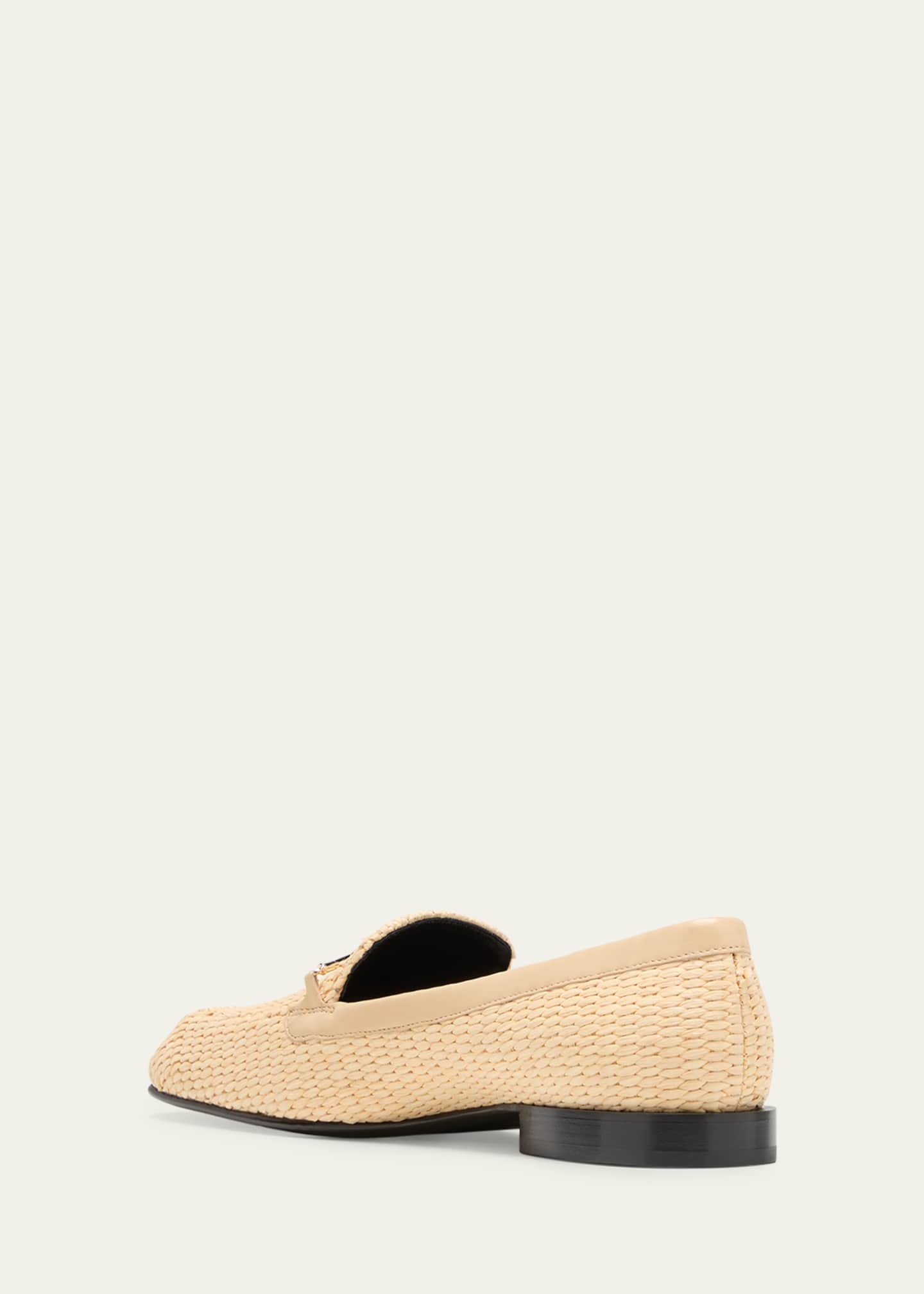 Victoria Beckham Raffia Metal-Strap Flat Loafers Image 2 of 3