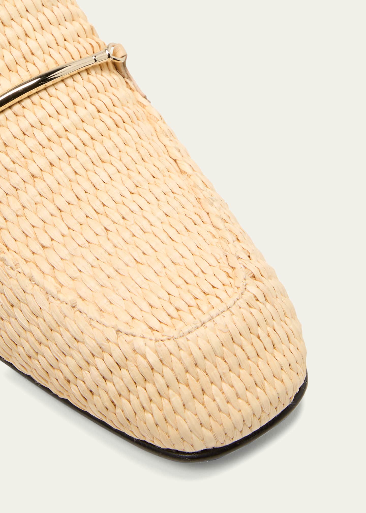 Victoria Beckham Raffia Metal-Strap Flat Loafers Image 3 of 3