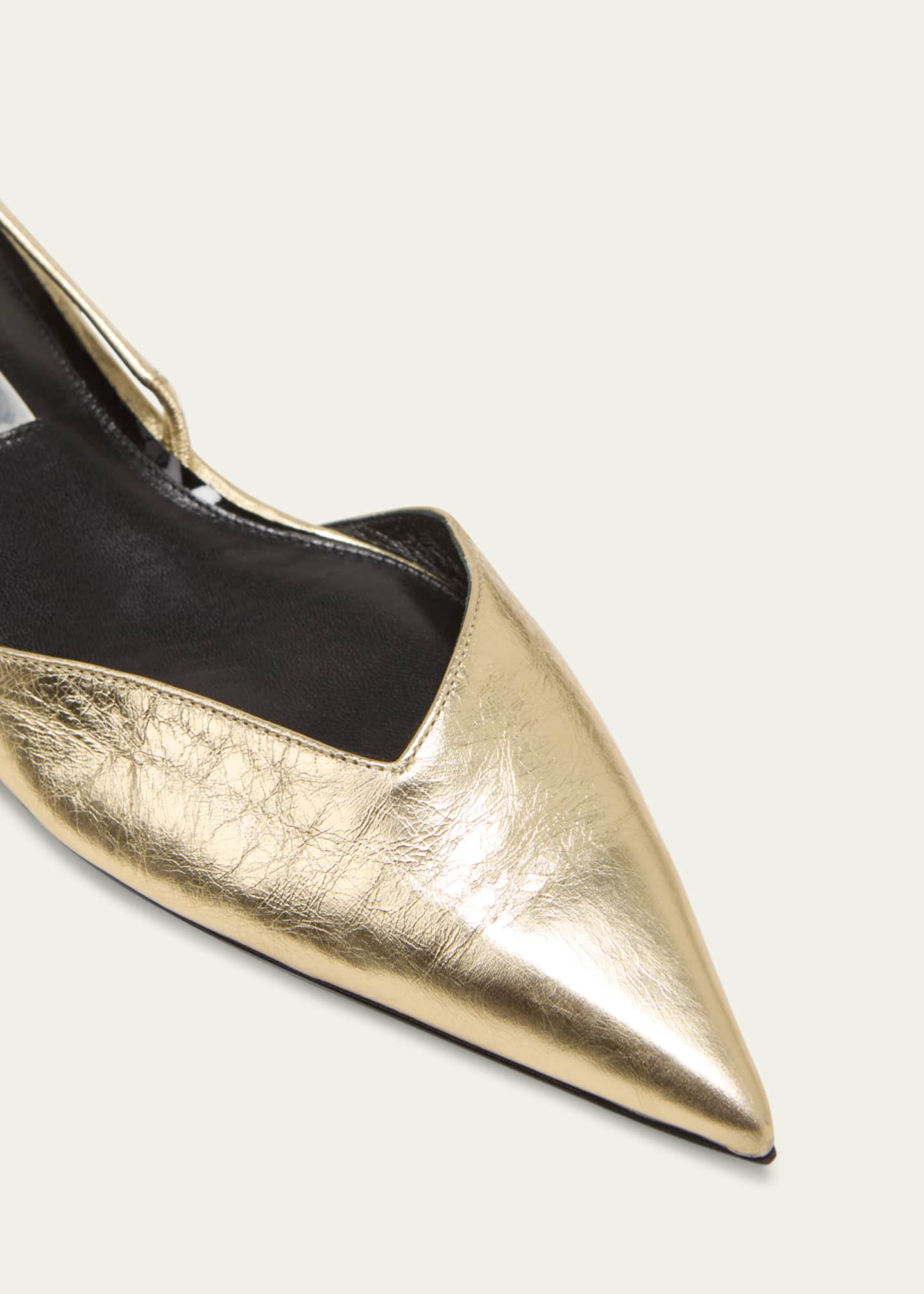 Victoria Beckham Asymmetrical Metallic Slingback Ballerina Flats