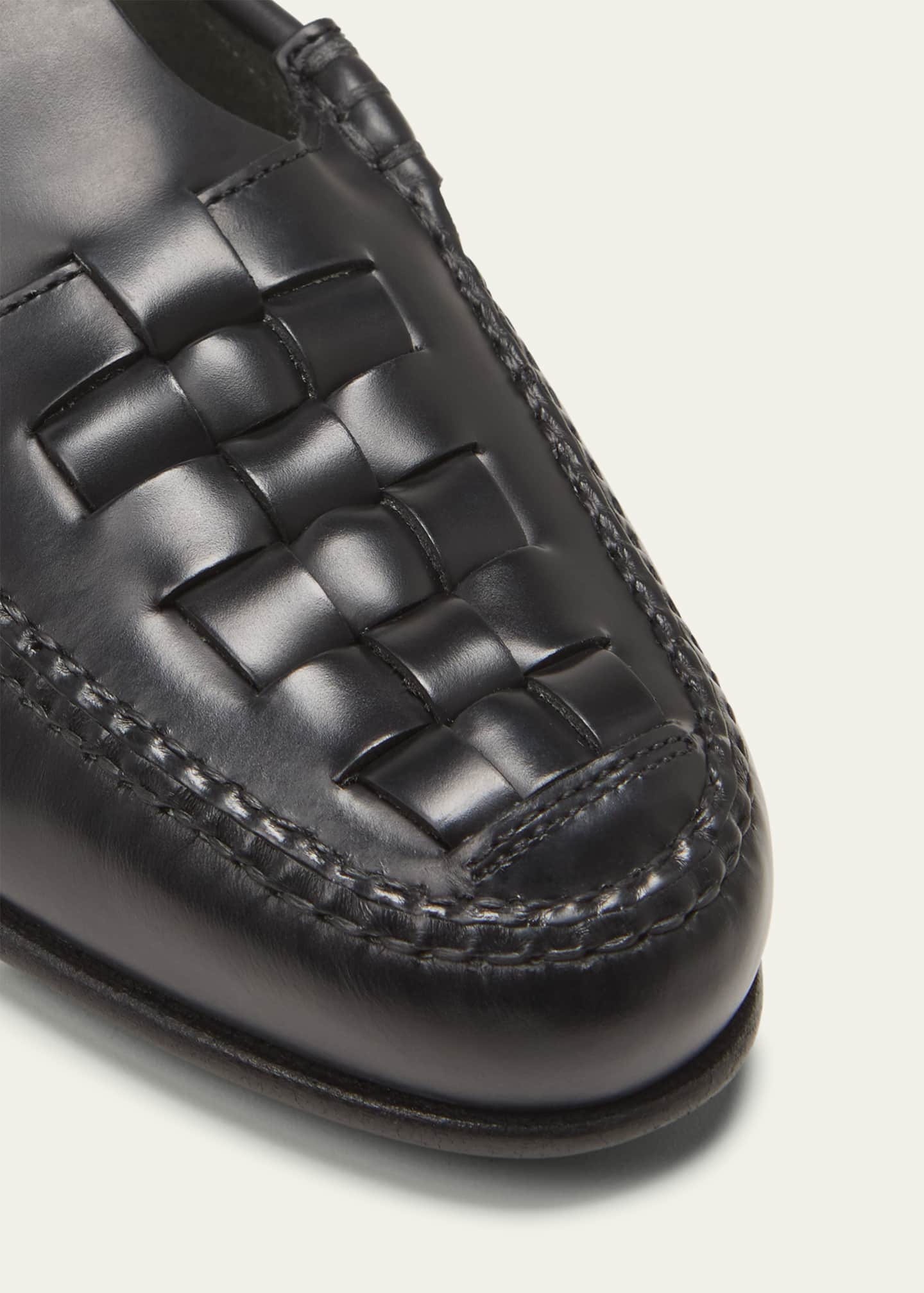HEREU Roqueta Woven Leather Slingback Loafers