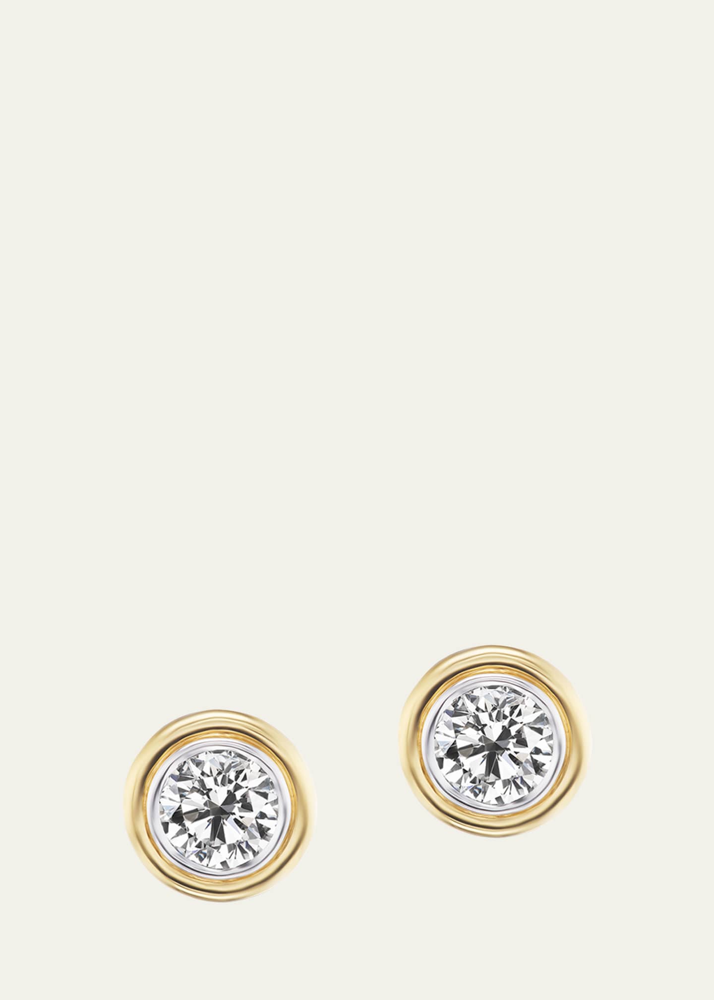 Gemella Jewels 18K Yellow Gold Double Bubble Bezel Round Diamond Stud Earrings