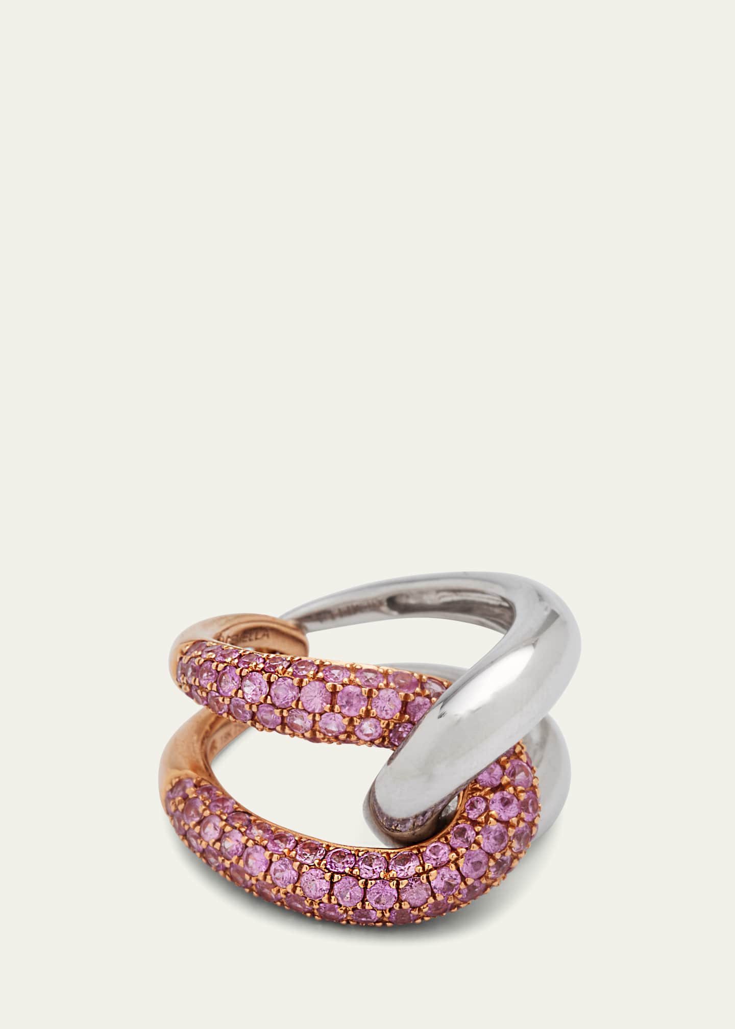 Gemella Jewels 18K Rose Gold Intertwin Pink Sapphire Statement Ring