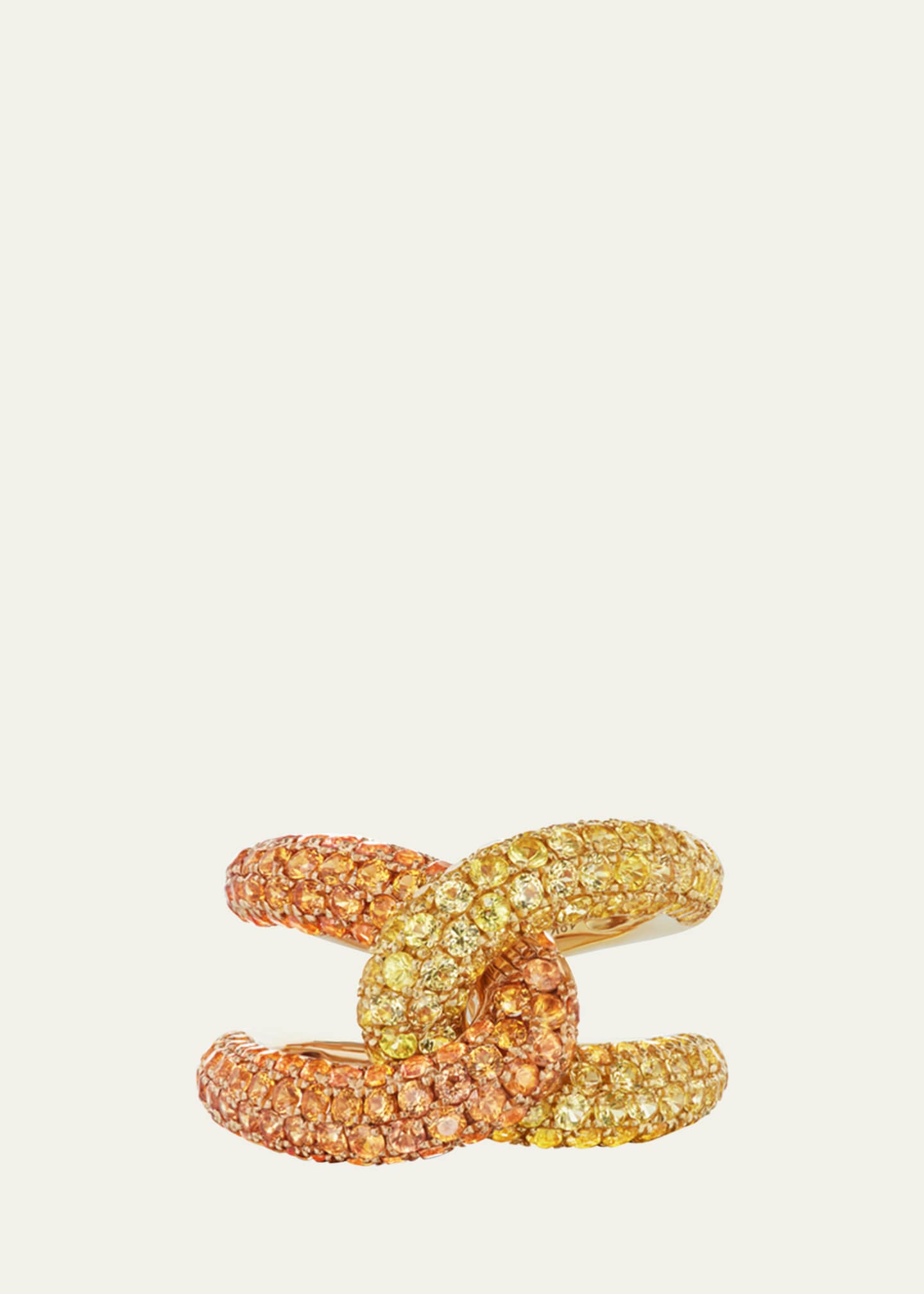Gemella Jewels 18K Yellow Gold Intertwin Orange and Yellow Sapphire Statement Ring