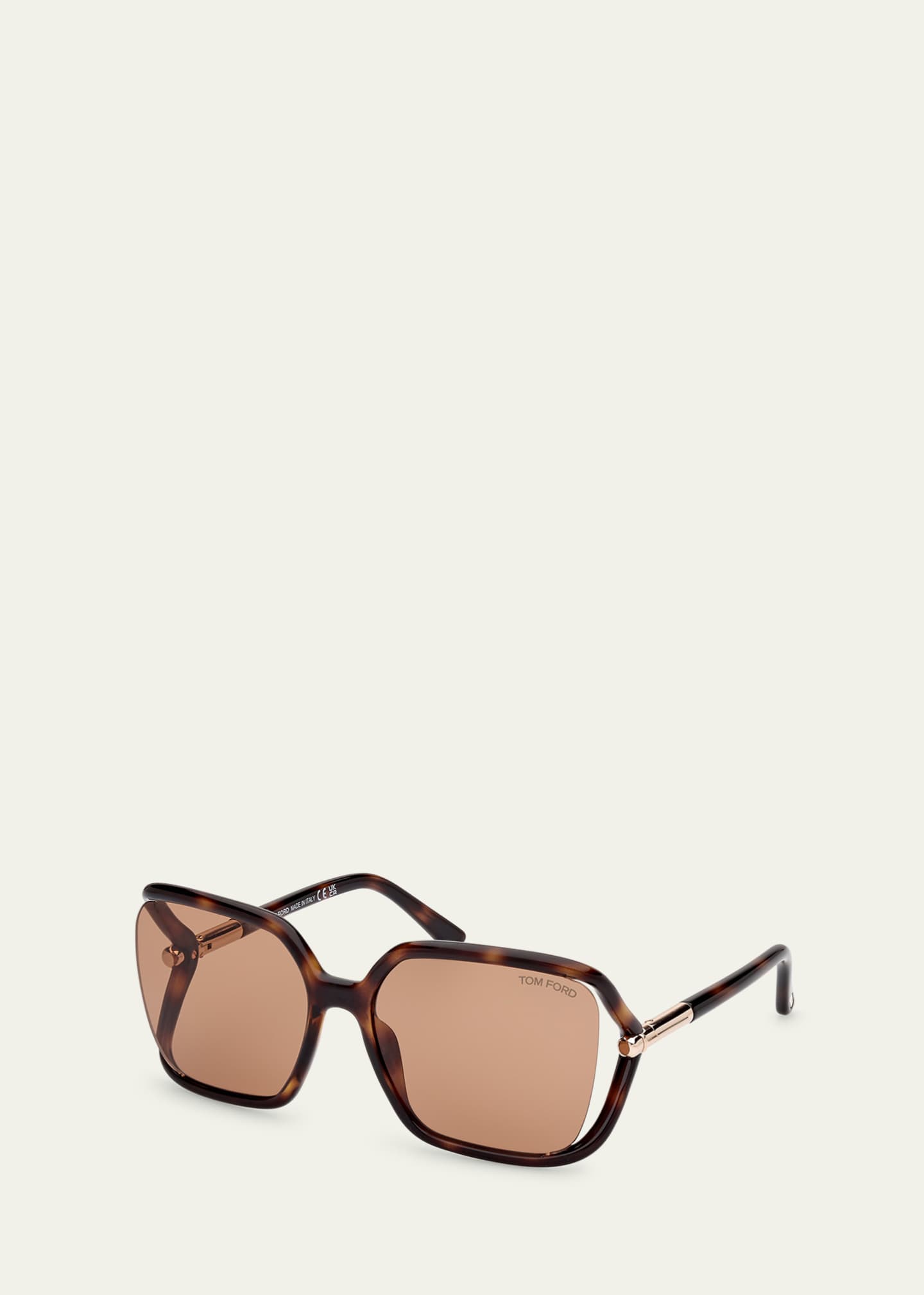 TOM FORD Cut-Out Injected Plastic Rectangle Sunglasses - Bergdorf