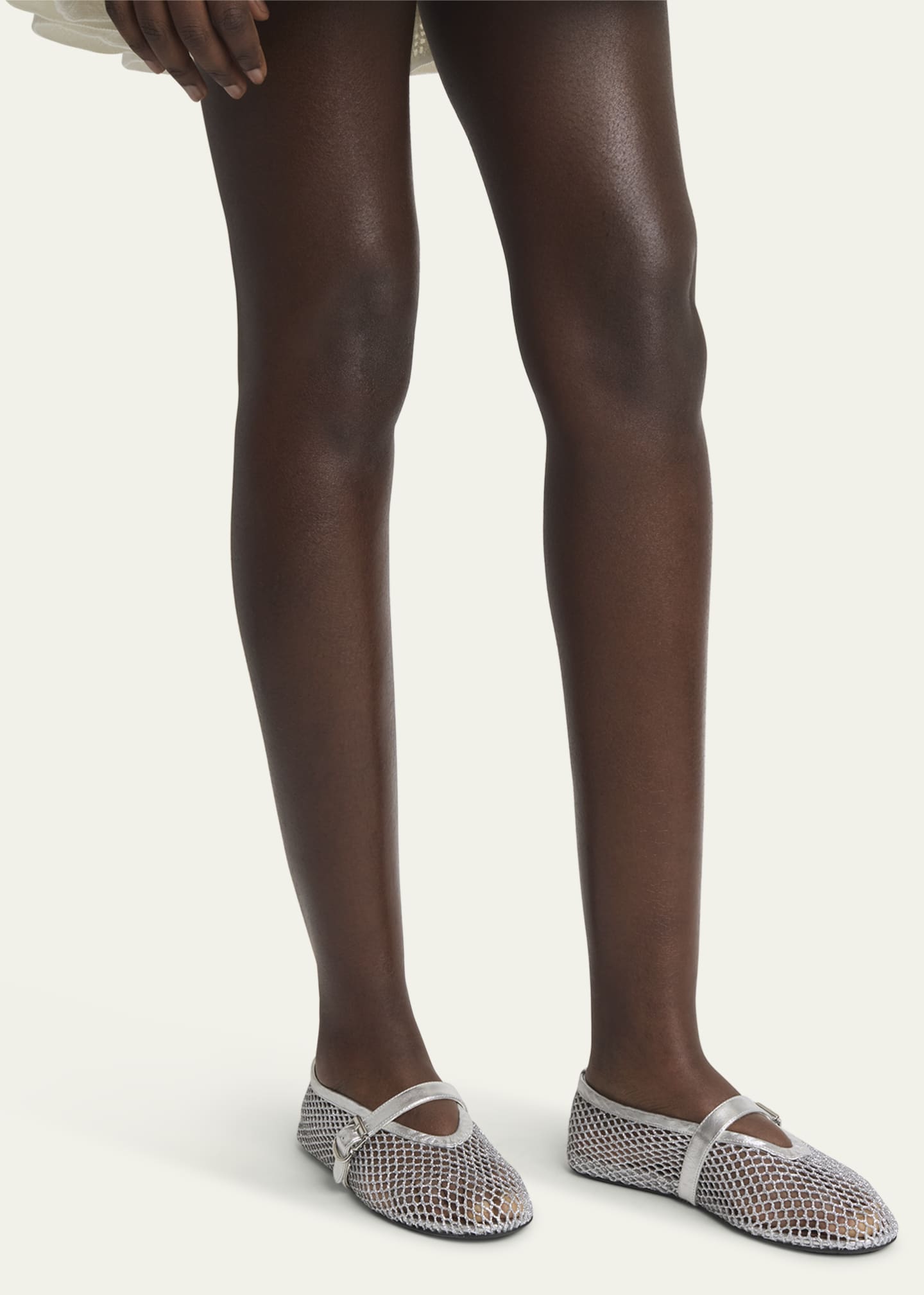 ALAIA Metallic Net Mary Jane Ballerina Flats Image 2 of 5