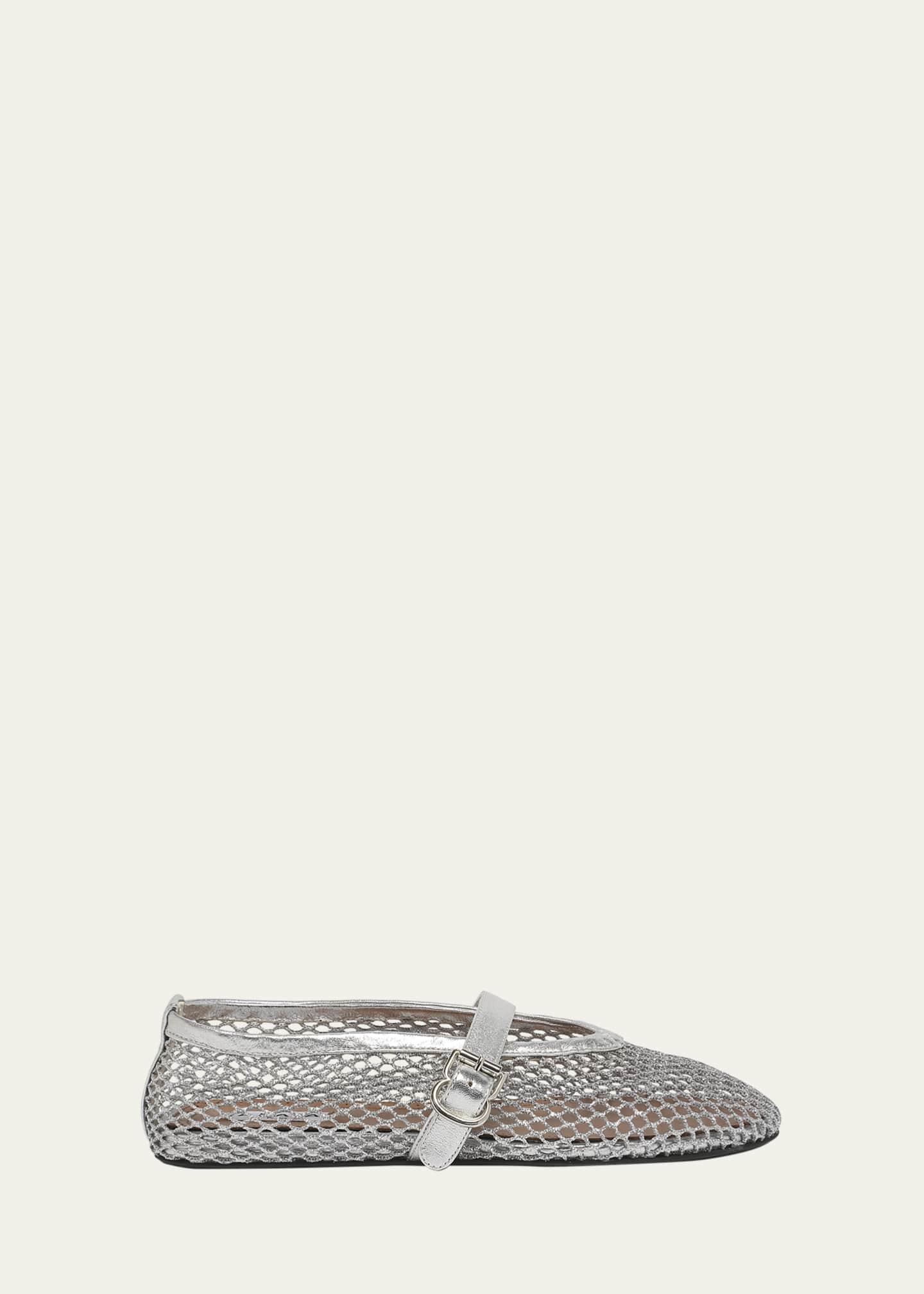 ALAIA Metallic Net Mary Jane Ballerina Flats Image 1 of 5