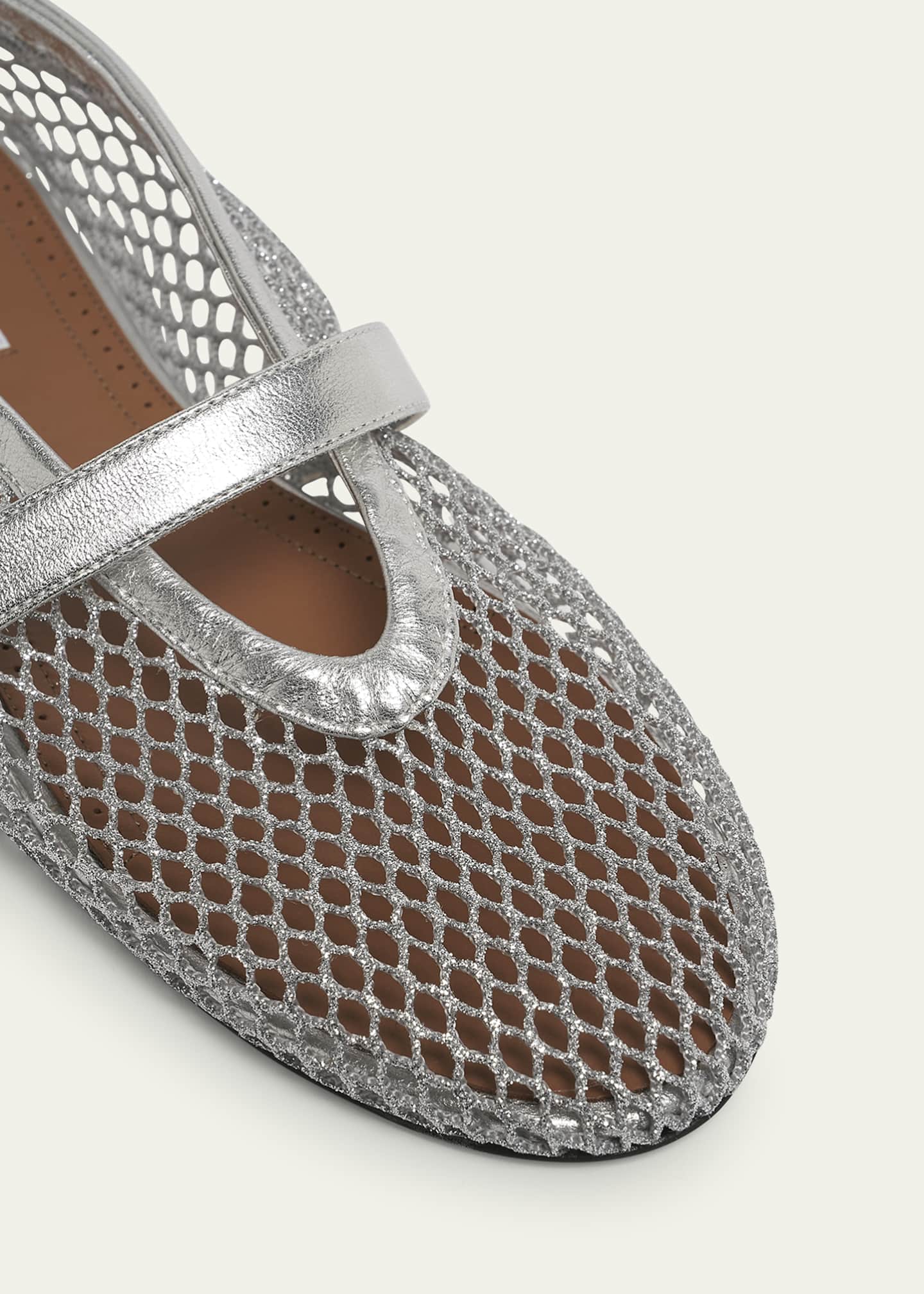 ALAIA Metallic Net Mary Jane Ballerina Flats Image 5 of 5