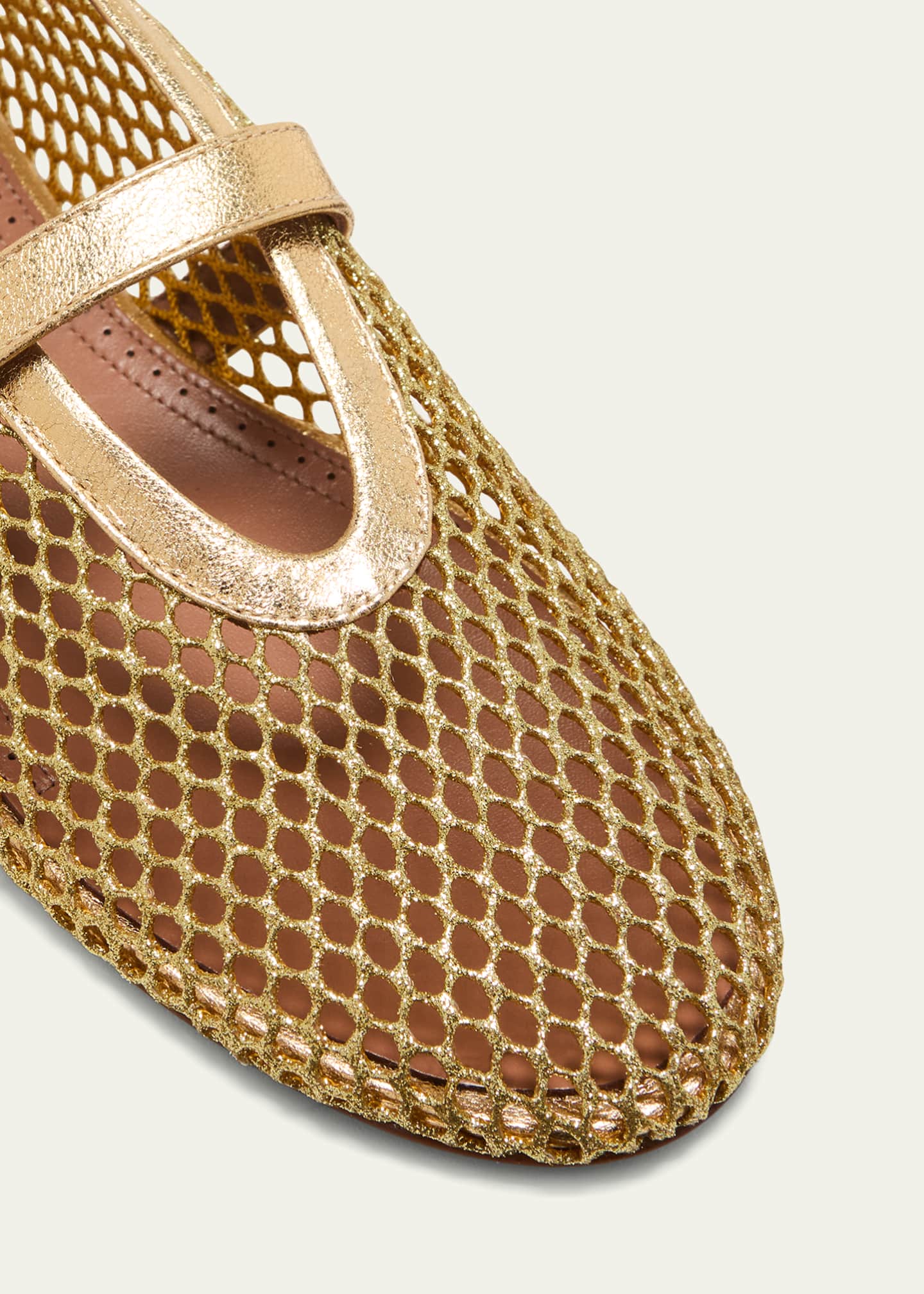 ALAIA MARY JANE SHOES IN GOLDEN LAMBSKIN SILVER HARDWARE
