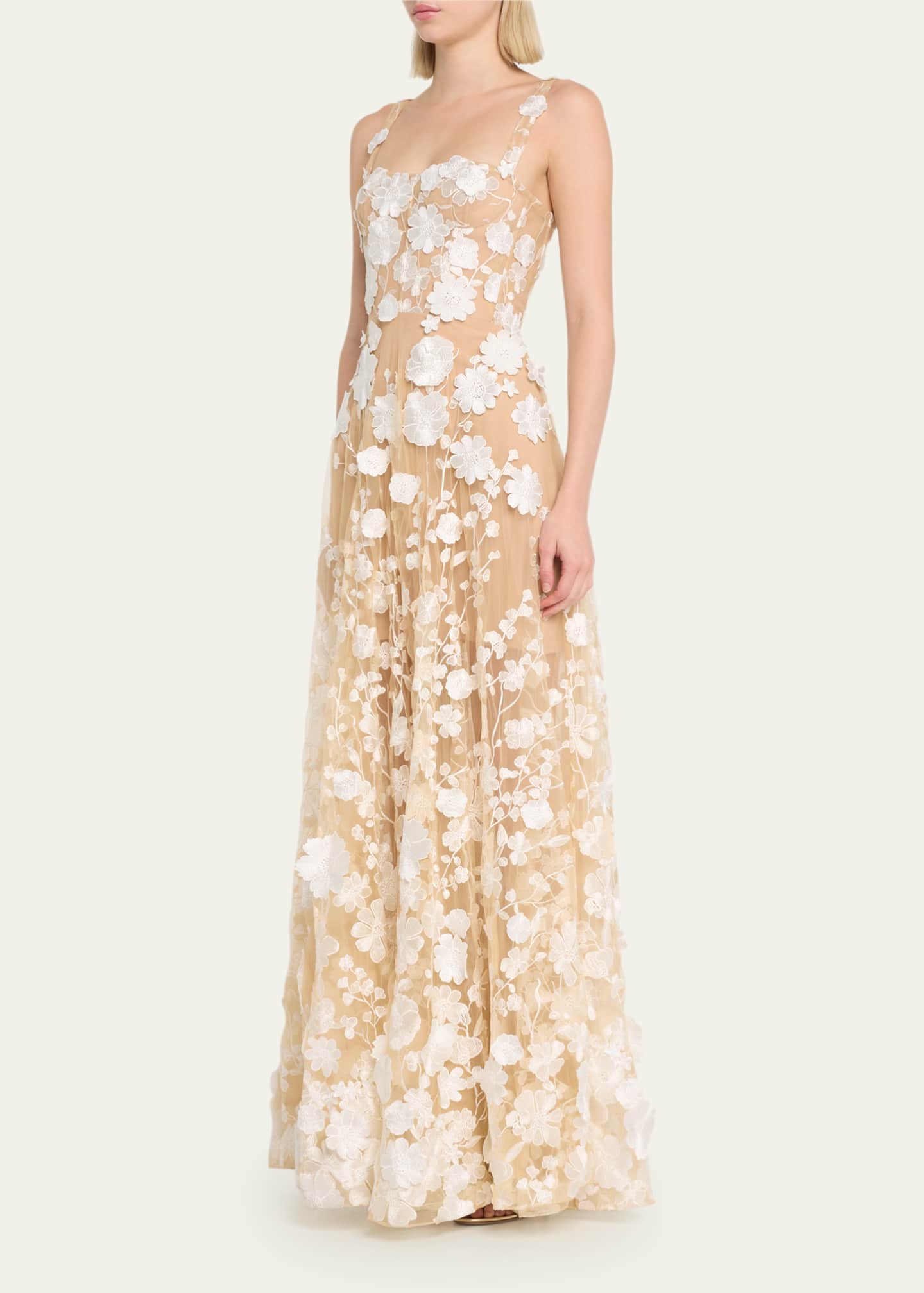 Bronx and Banco Jasmine Sleeveless Floral Applique Gown - Bergdorf Goodman