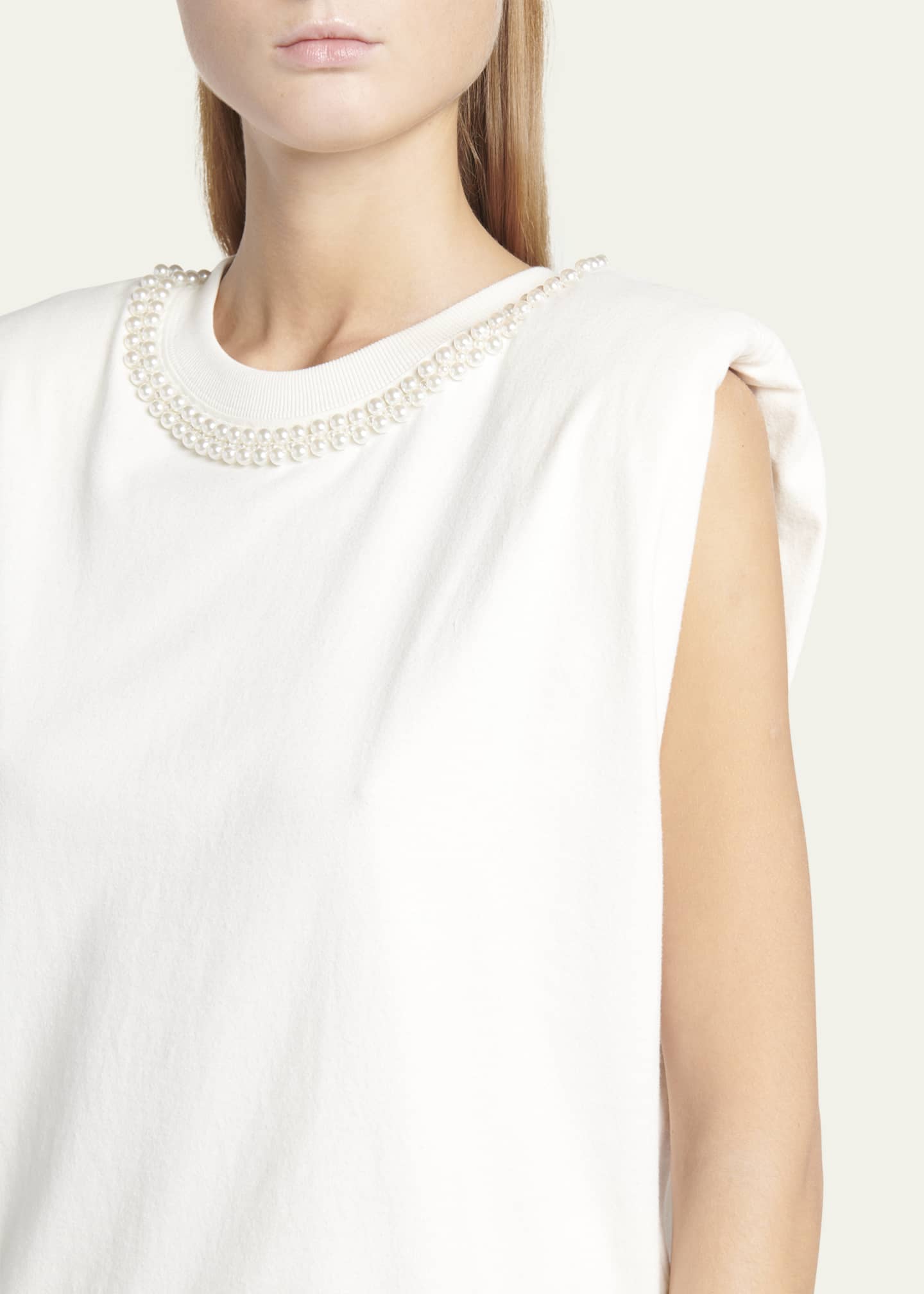 Golden Goose Journey Sleeveless Pearl-Embellished T-Shirt Image 5 of 5